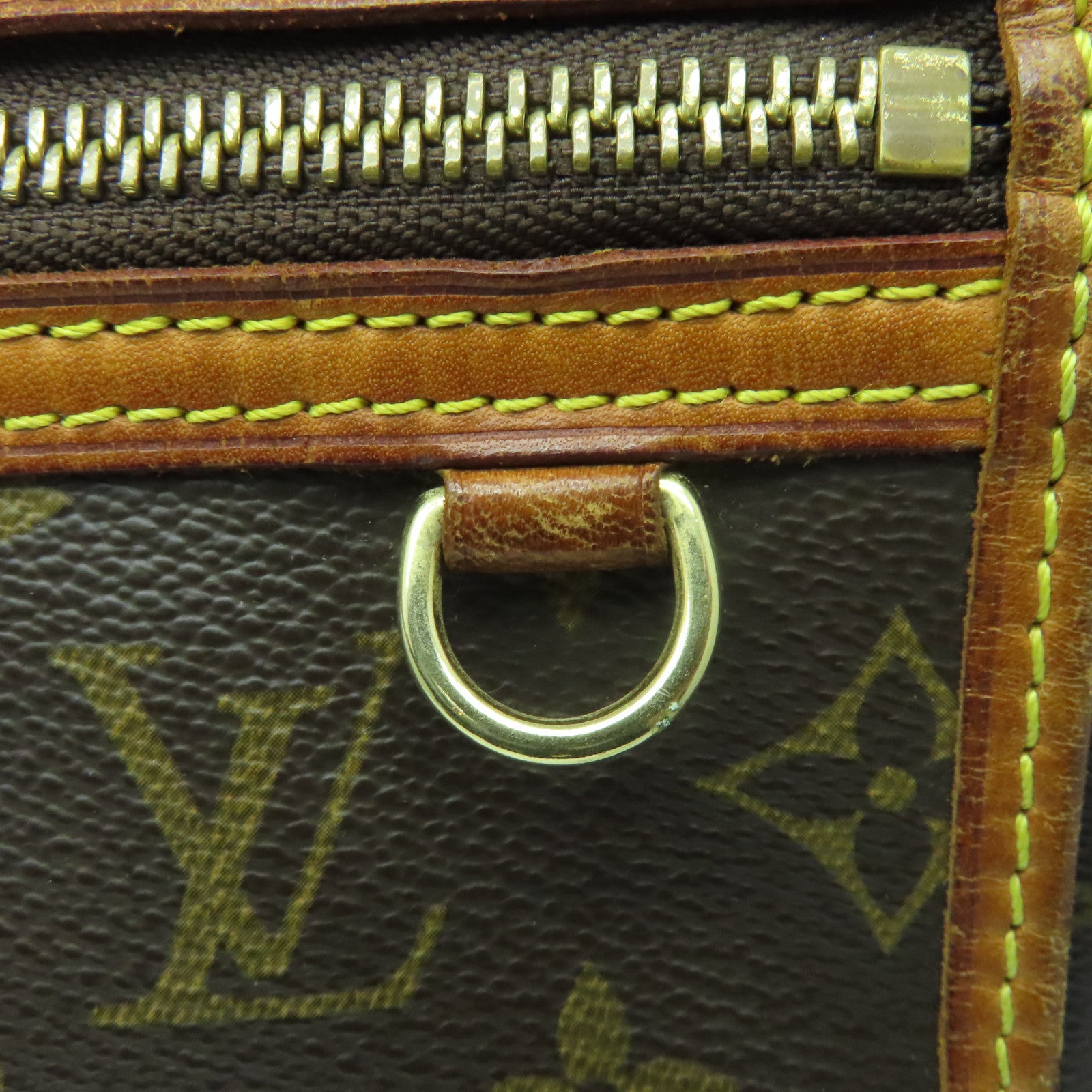 LOUIS VUITTON Monogram Bosphore GM Gold Buckle Shoulder Bag Brown