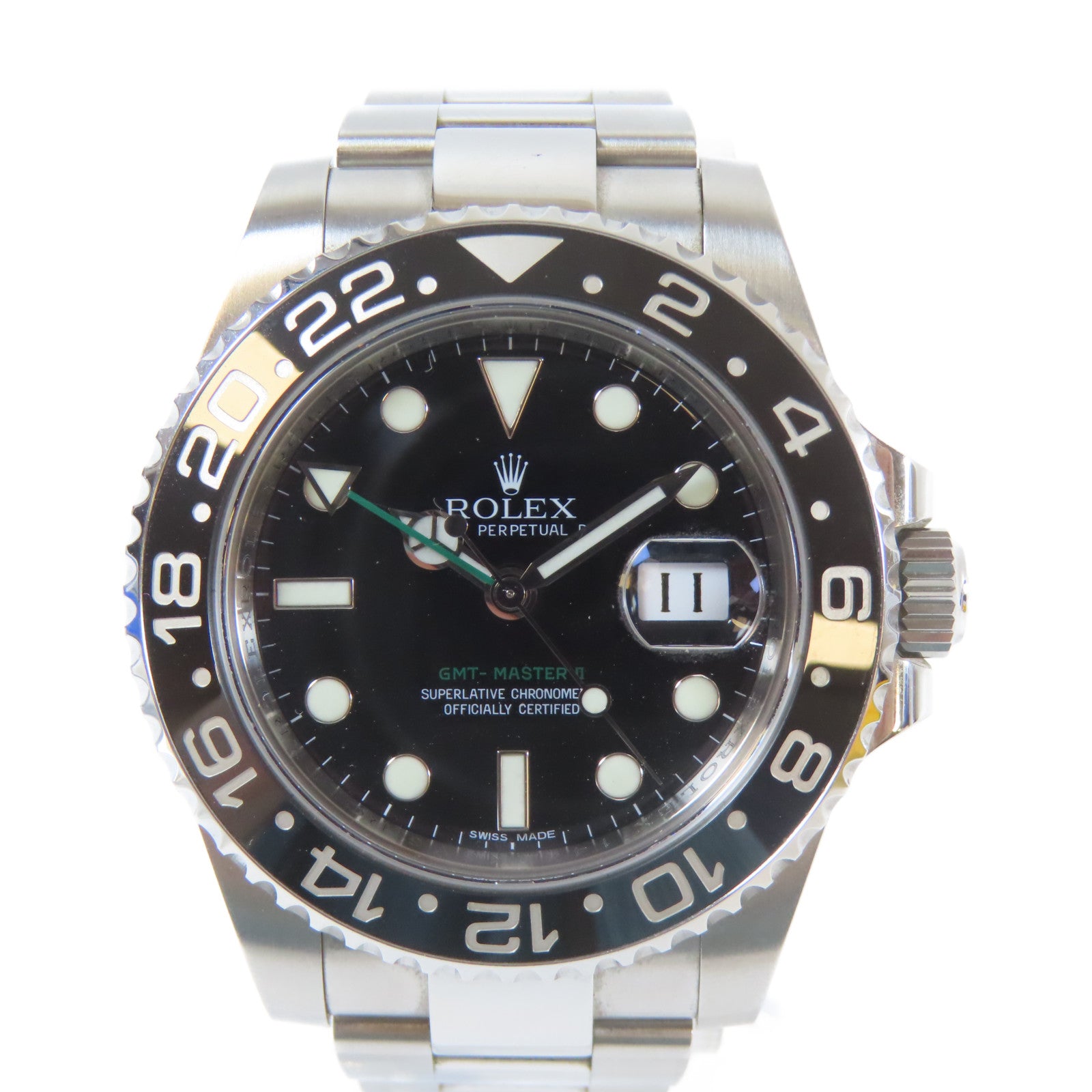 ROLEX 不鏽鋼GMT Master II(2010)手錶黑色#16cm