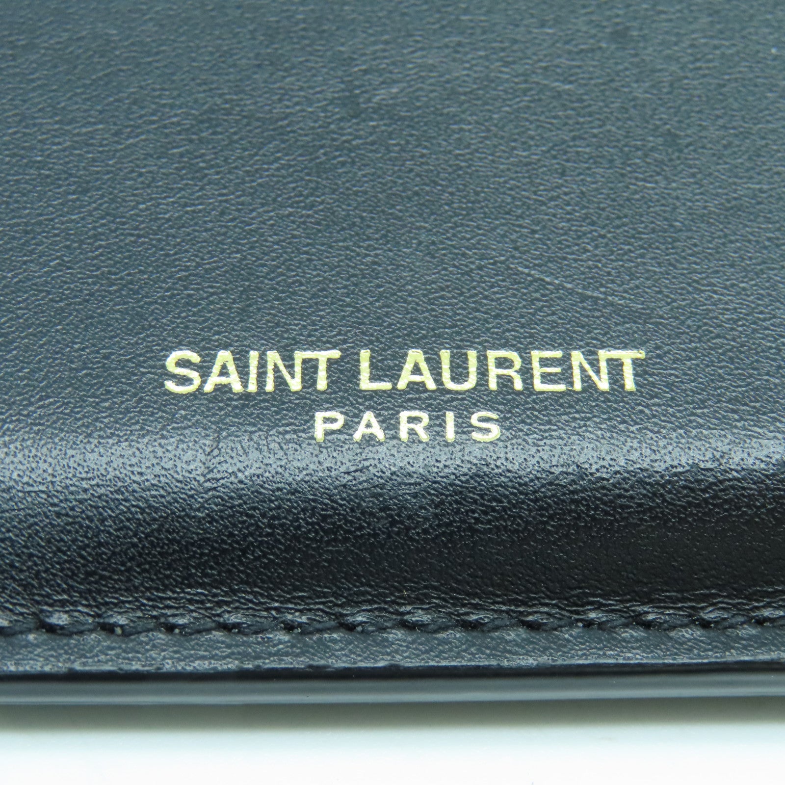 SAINT LAURENT 牛皮皮革Card Case金扣卡片套黑色