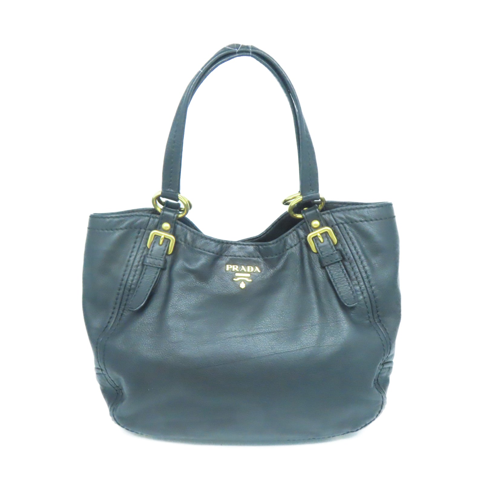 PRADA 牛皮皮革Shoulder Bag金扣肩背袋黑色