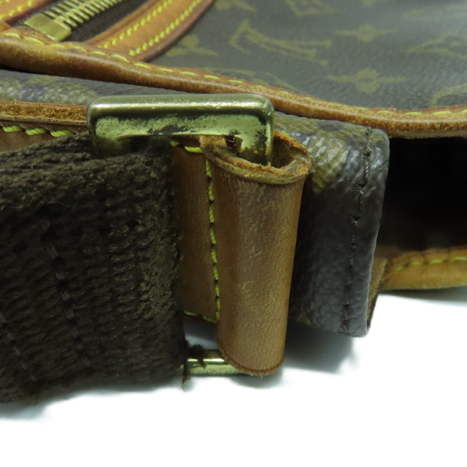 LOUIS VUITTON Monogram Bosphore GM Gold Buckle Shoulder Bag Brown