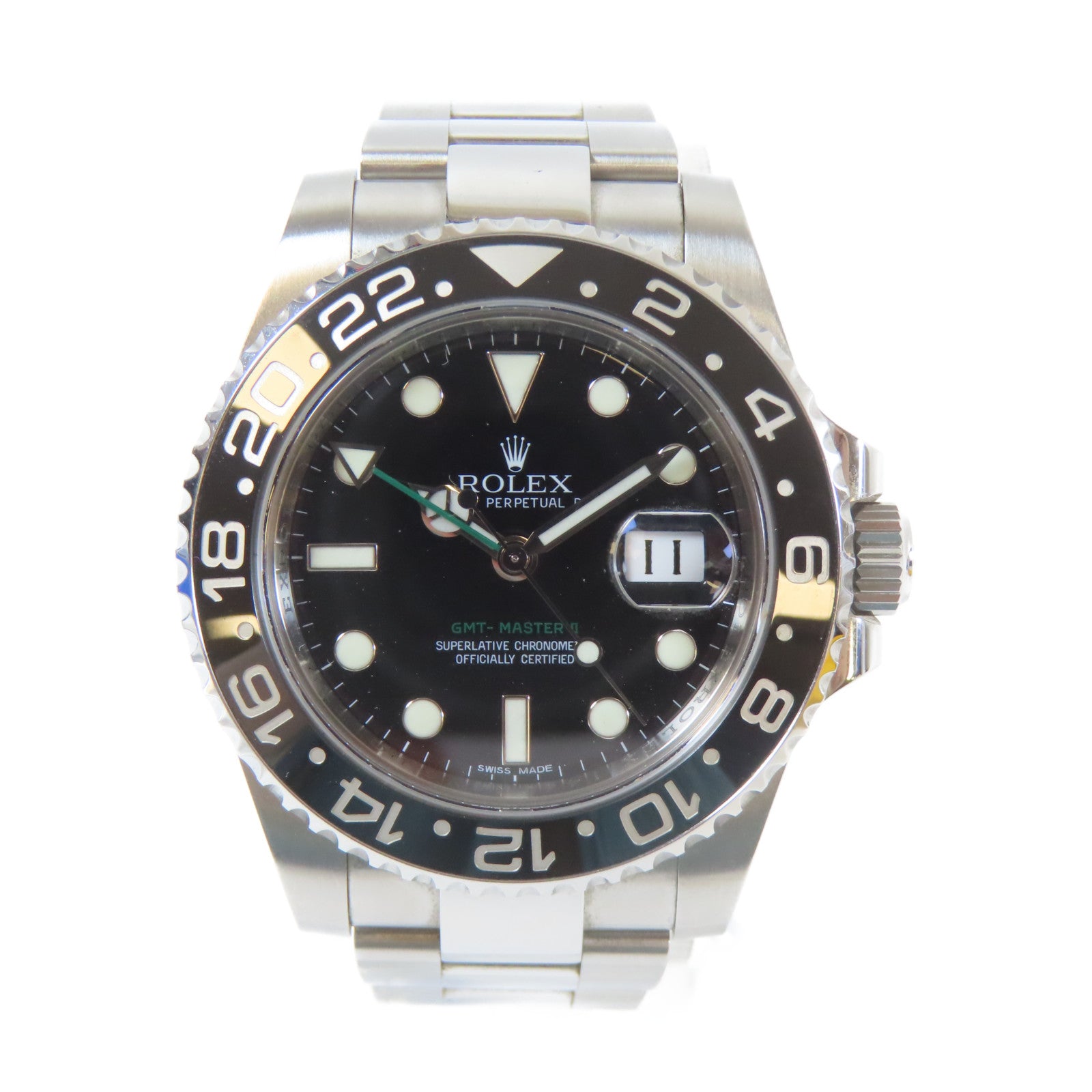 ROLEX 不鏽鋼GMT Master II(2010)手錶黑色#16cm