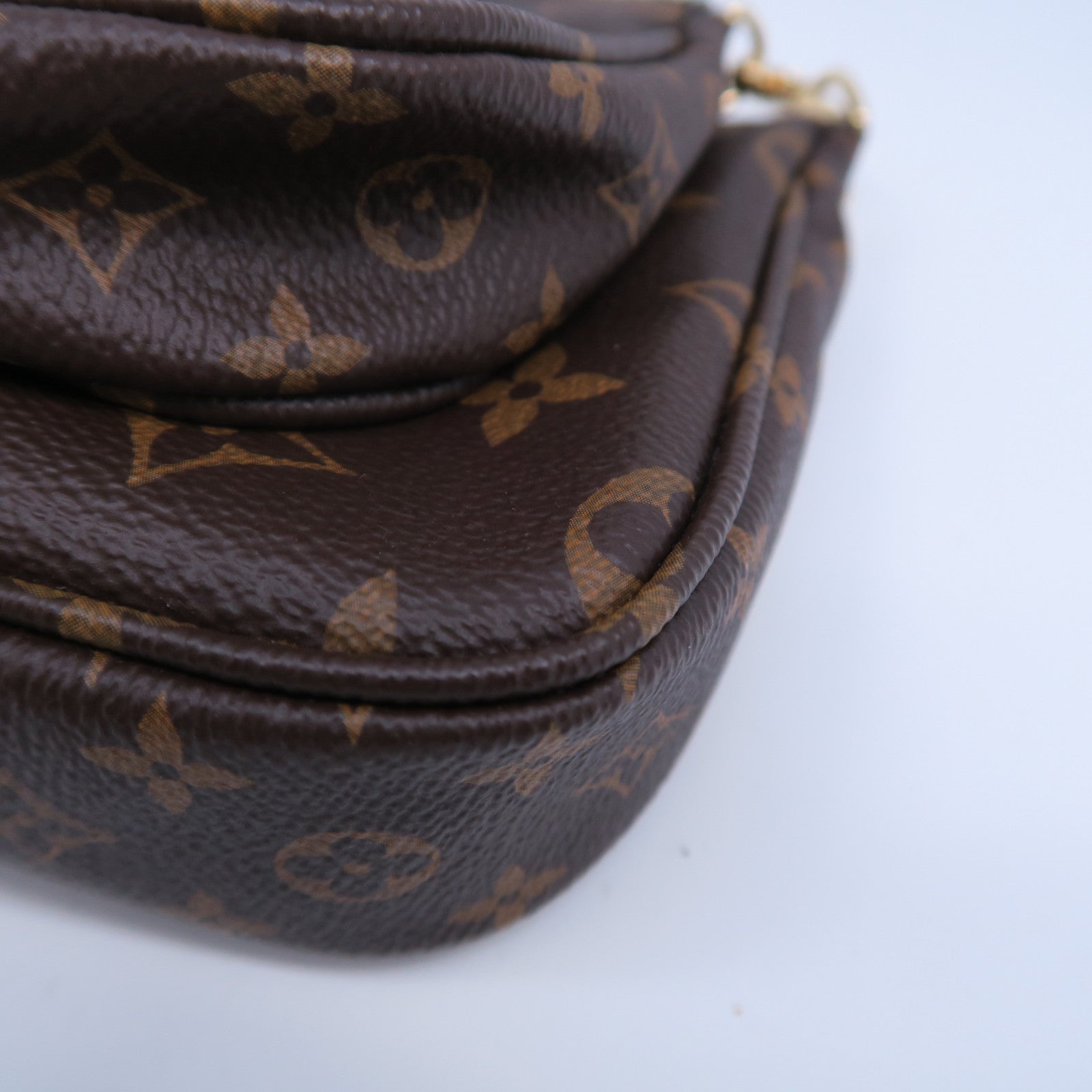 LOUIS VUITTON Monogram Pochette Accessoires金扣手挽肩背兩用袋啡色/粉紅色