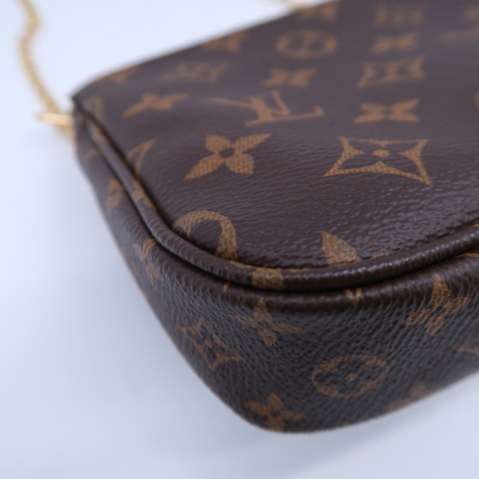 LOUIS VUITTON Monogram Pochette Accessoires金扣手挽肩背兩用袋啡色/粉紅色