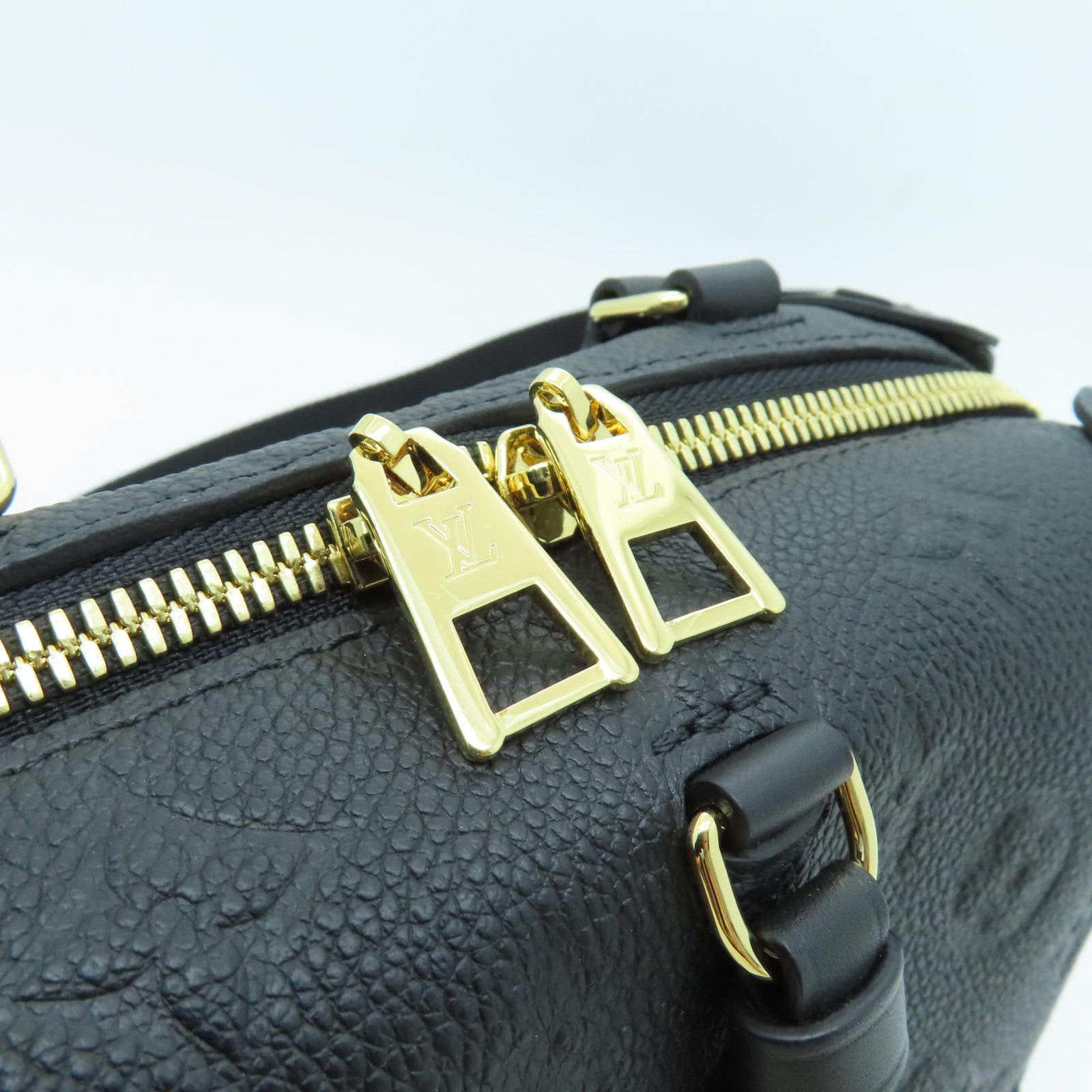 LOUIS VUITTON Monogram Empreinte Petite Malle Souple Gold Buckle Shoulder Bag Black
