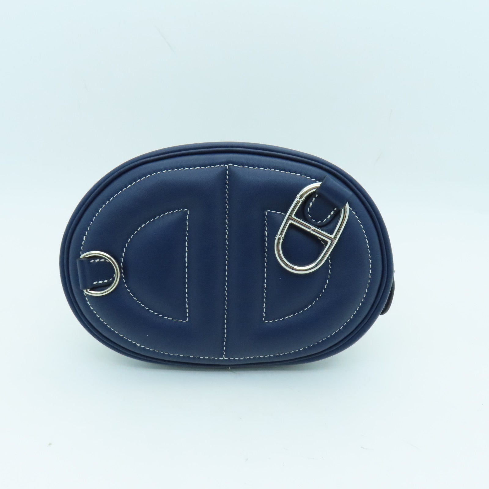 HERMES Swift Leather In The Loop Belt Bag Silver Buckle Shoulder Bag Dark Blue