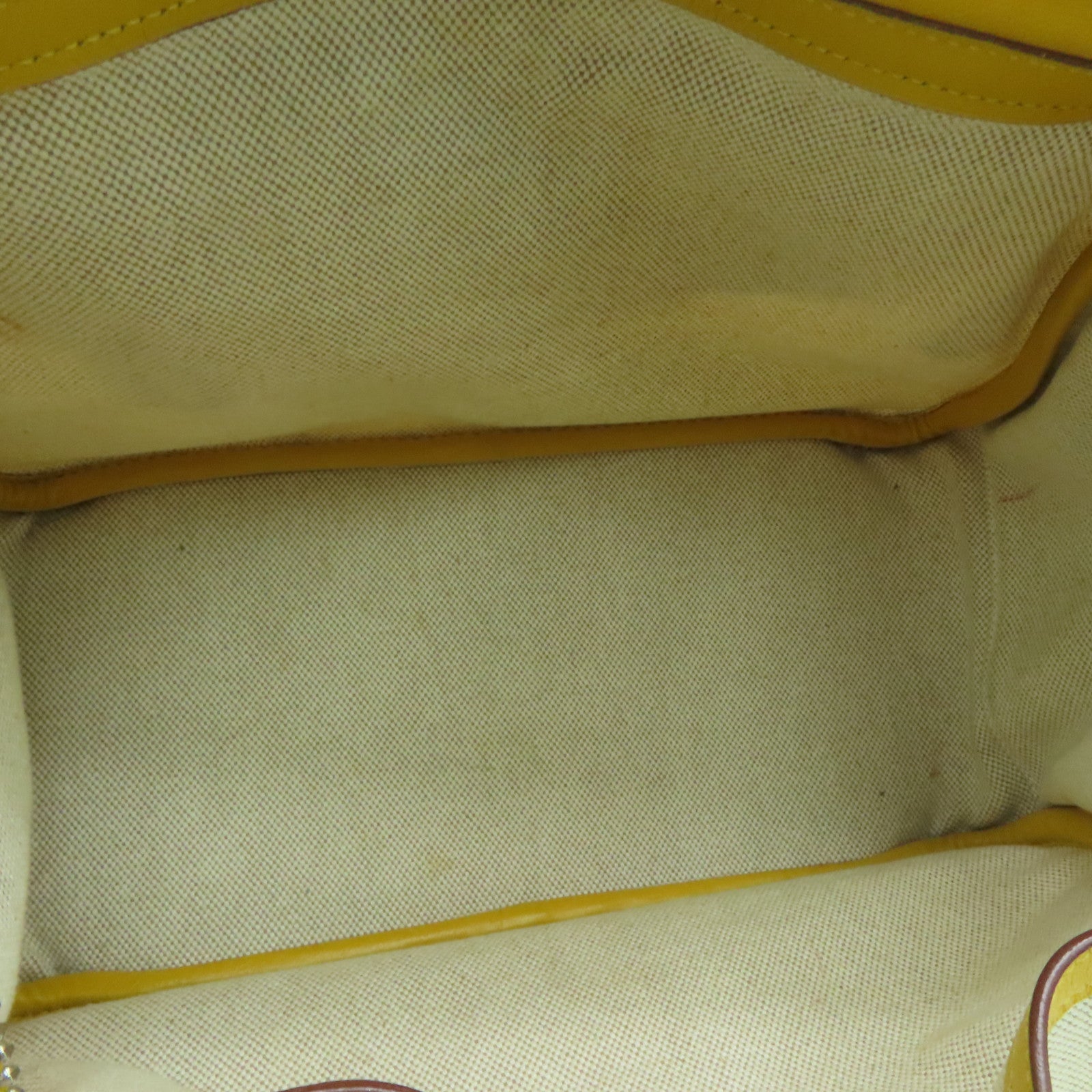 HERMES Cowhide Leather Canvas Lindy 30 Silver Button Handle Bag Beige/Yellow