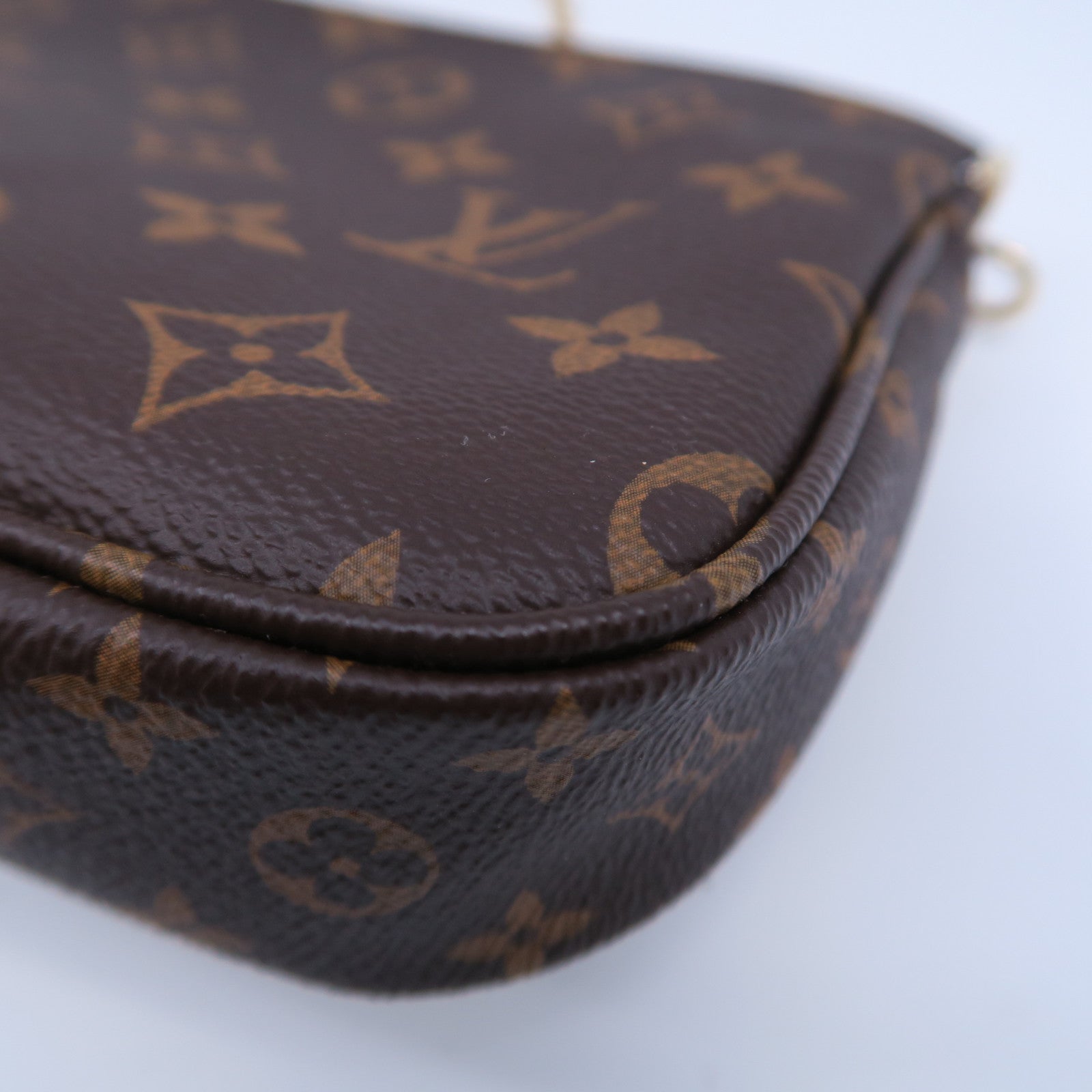 LOUIS VUITTON Monogram Pochette Accessoires金扣手挽肩背兩用袋啡色/粉紅色