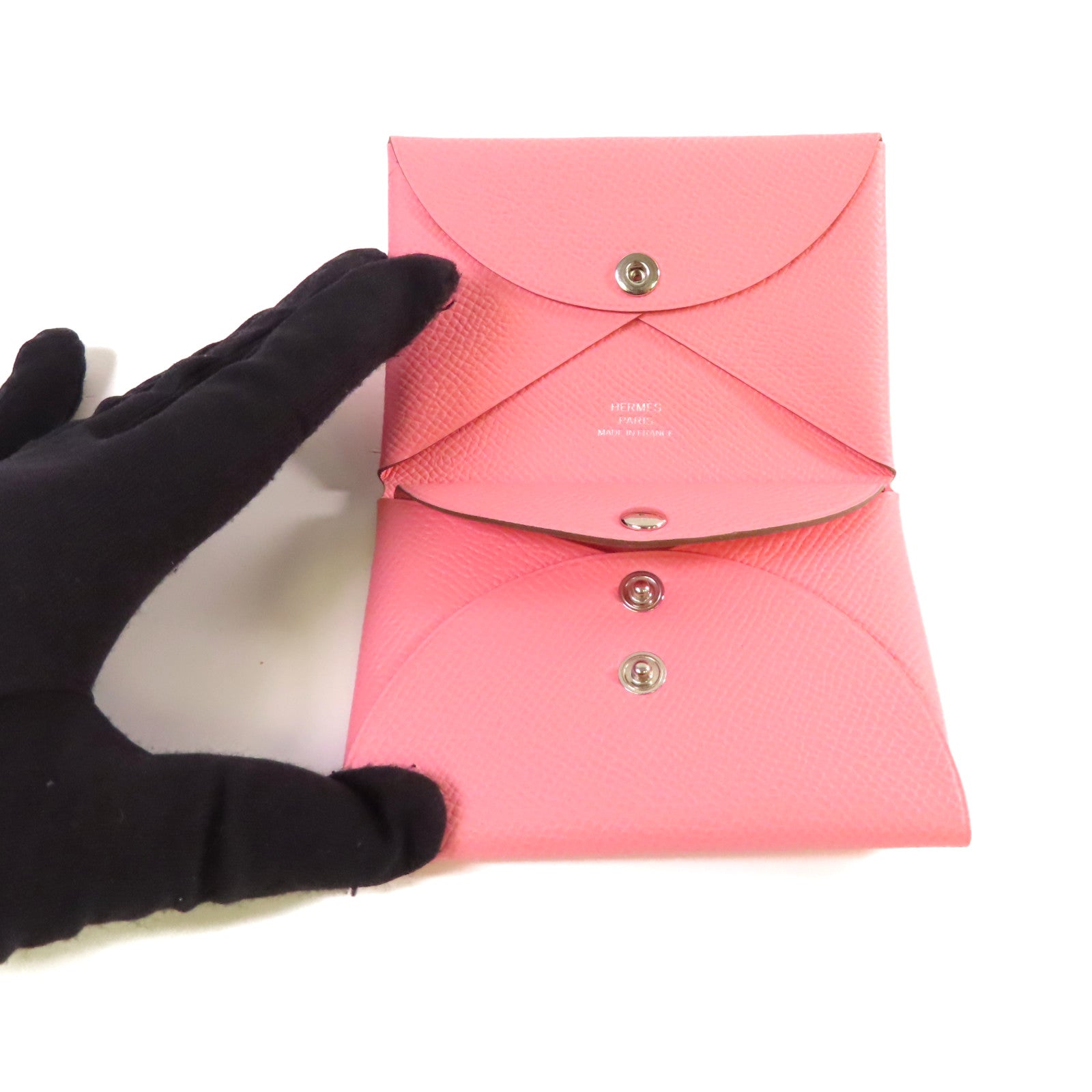 HERMES Epsom皮革Calvi Duo Compact Card Holder銀扣卡片套X9 Mauve Sylvestre錦葵紫色