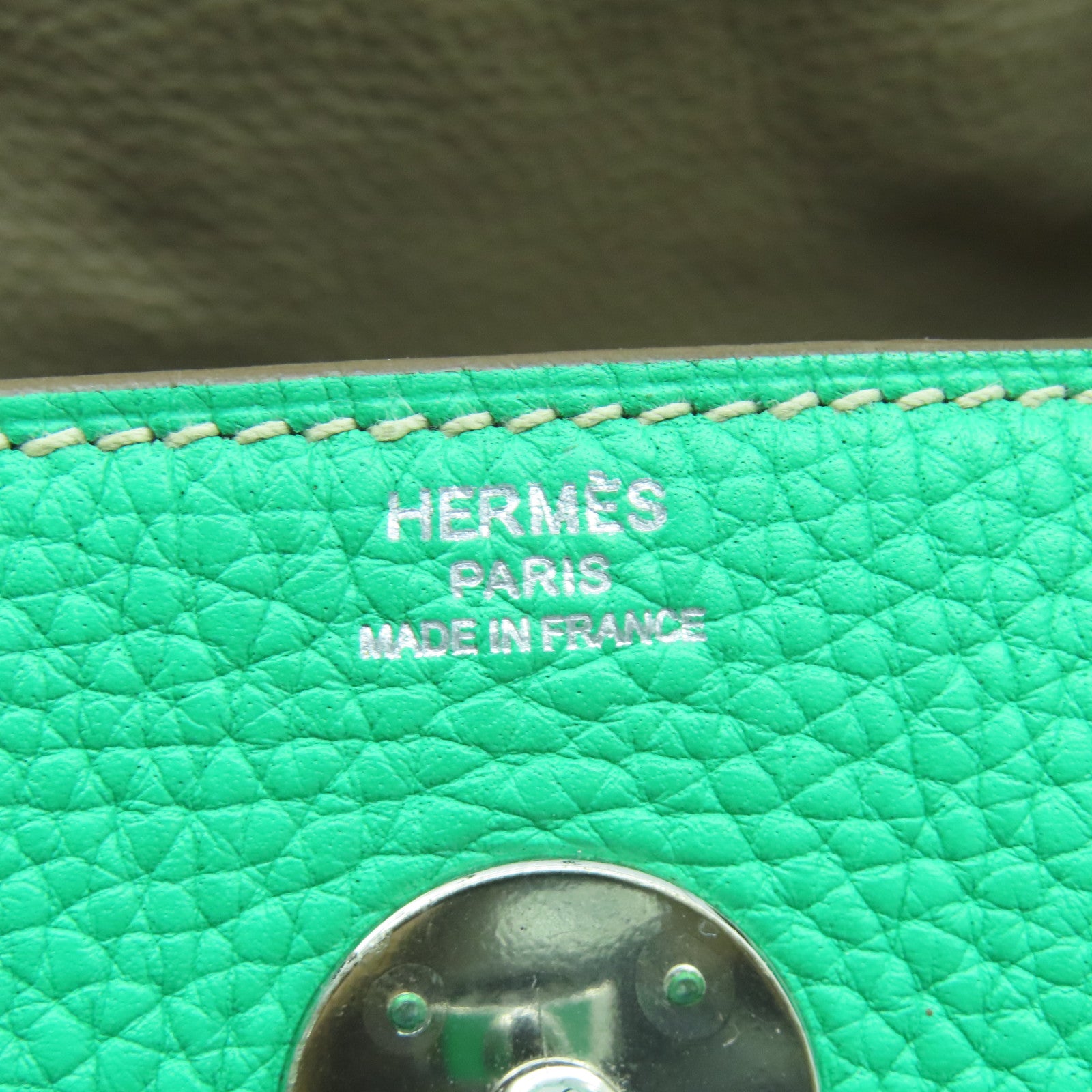 HERMES Clemence皮革Lindy 26銀扣手挽肩背兩用袋Menthe薄荷綠色
