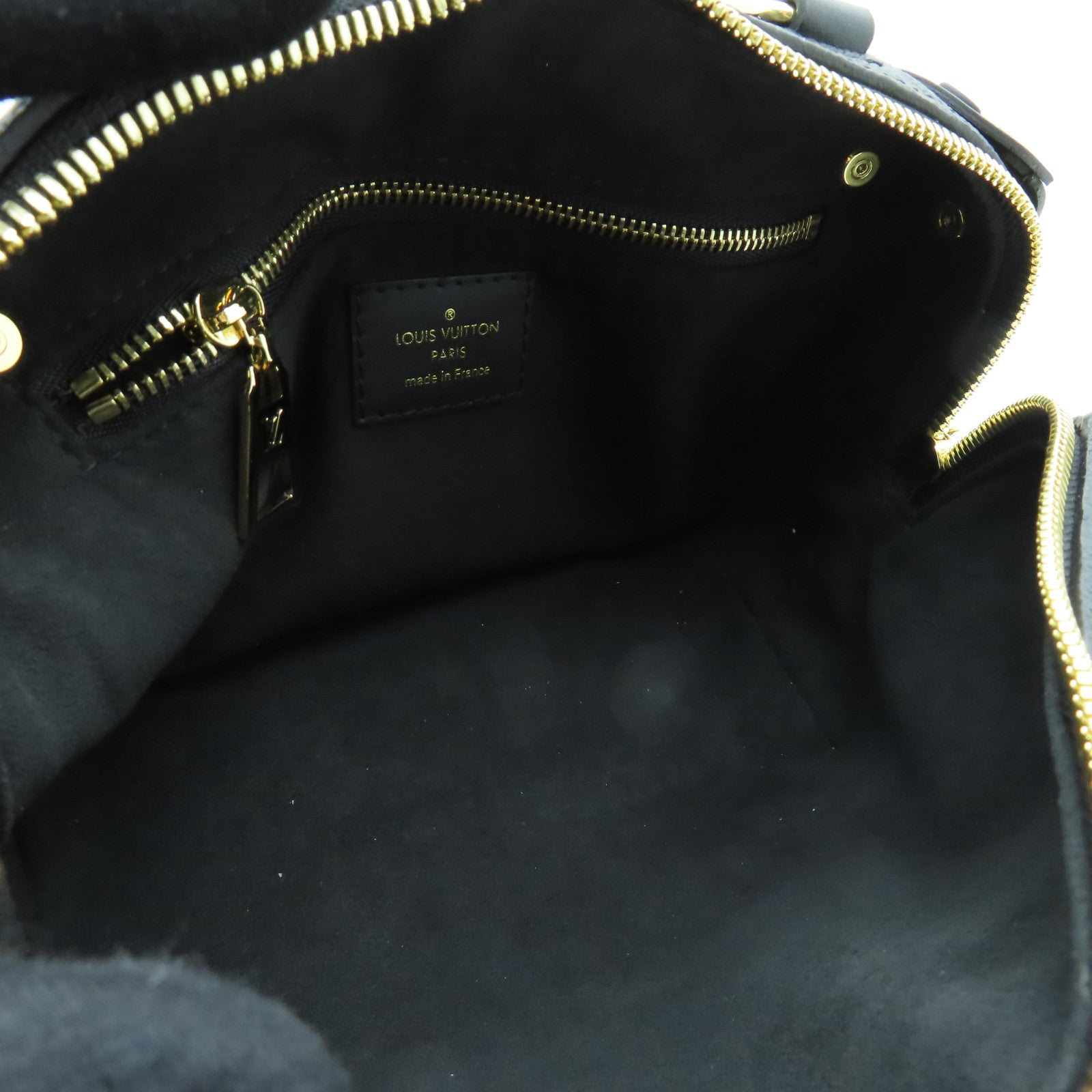 LOUIS VUITTON Monogram Empreinte Petite Malle Souple Gold Buckle Shoulder Bag Black
