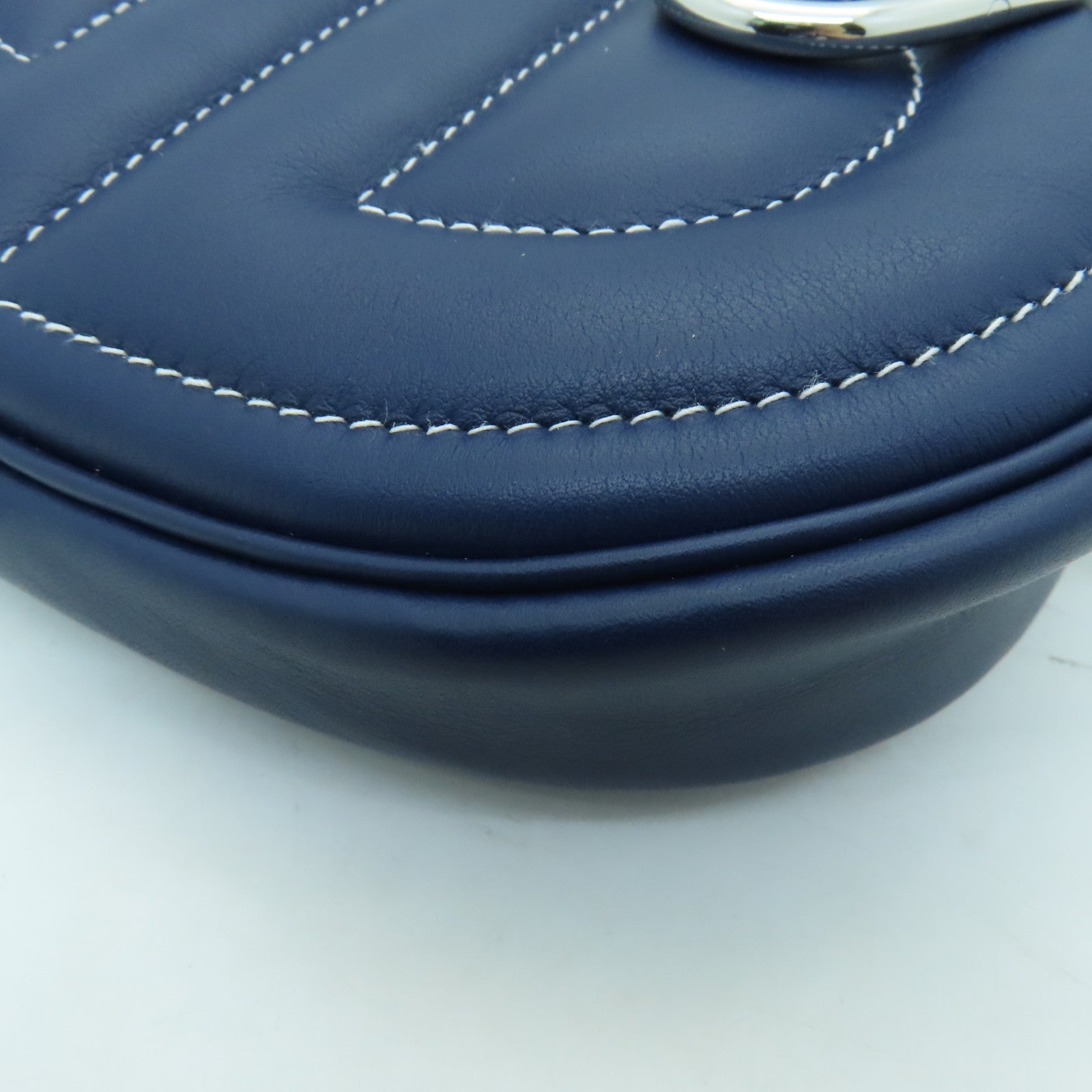HERMES Swift Leather In The Loop Belt Bag Silver Buckle Shoulder Bag Dark Blue