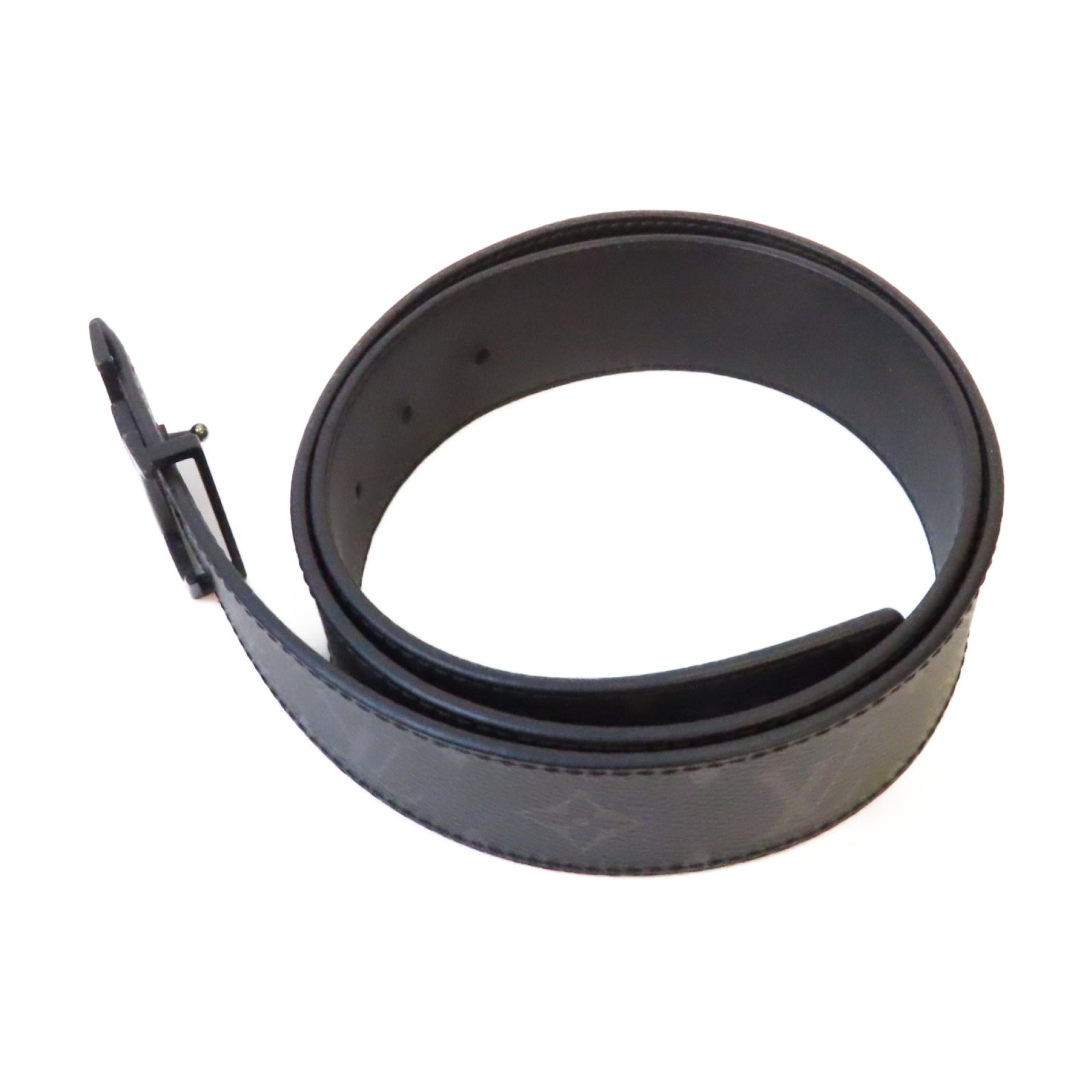LOUIS VUITTON Monogram Eclipse Initiales Matte Black Belt黑扣皮帶黑色