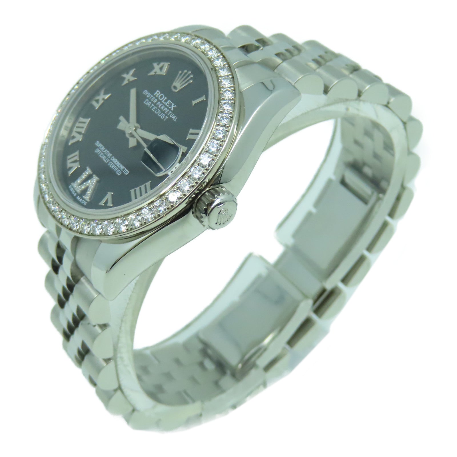 ROLEX 18K白金Datejust 31mm不鏽鋼手錶自動機芯黑色