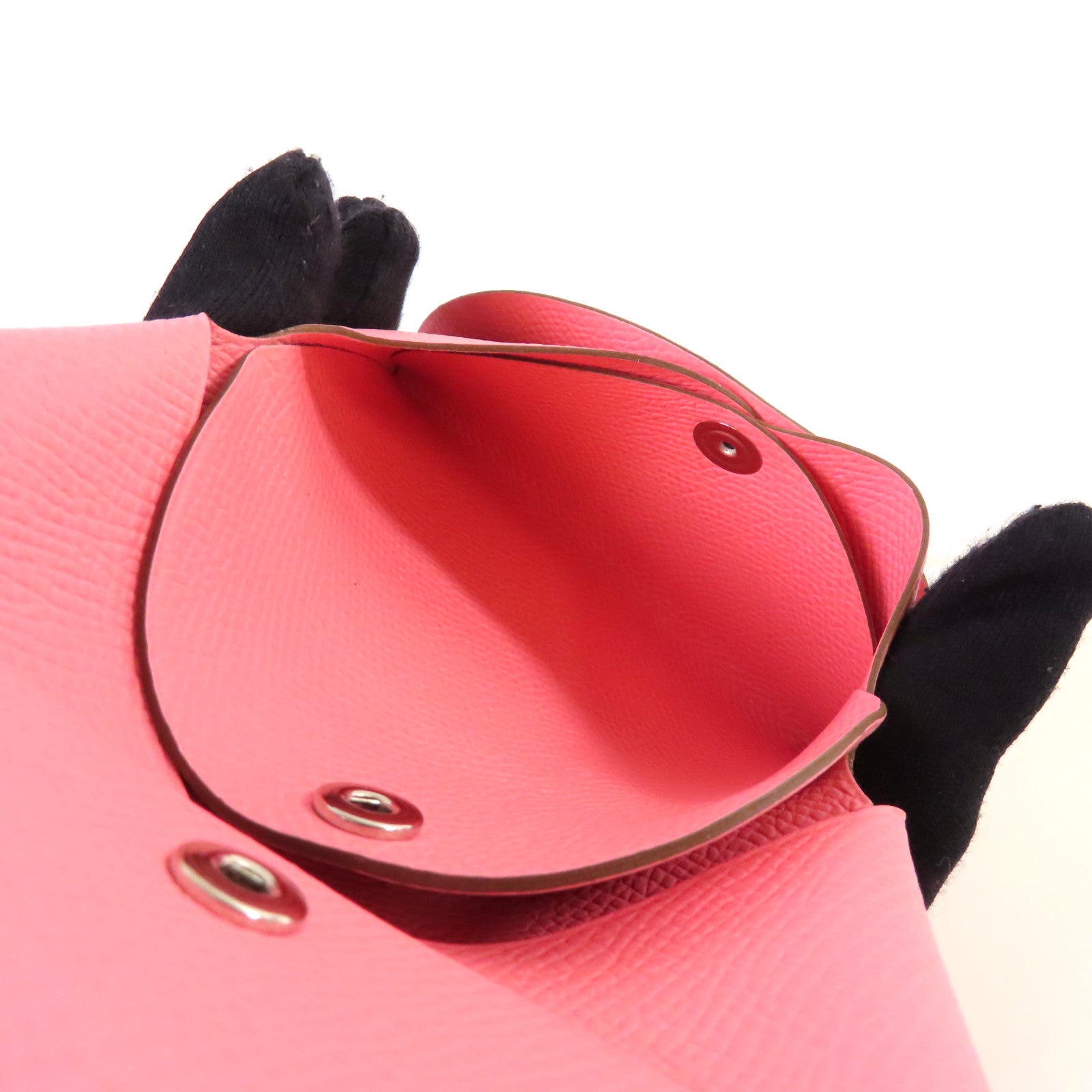 HERMES Epsom皮革Calvi Duo Compact Card Holder銀扣卡片套X9 Mauve Sylvestre錦葵紫色