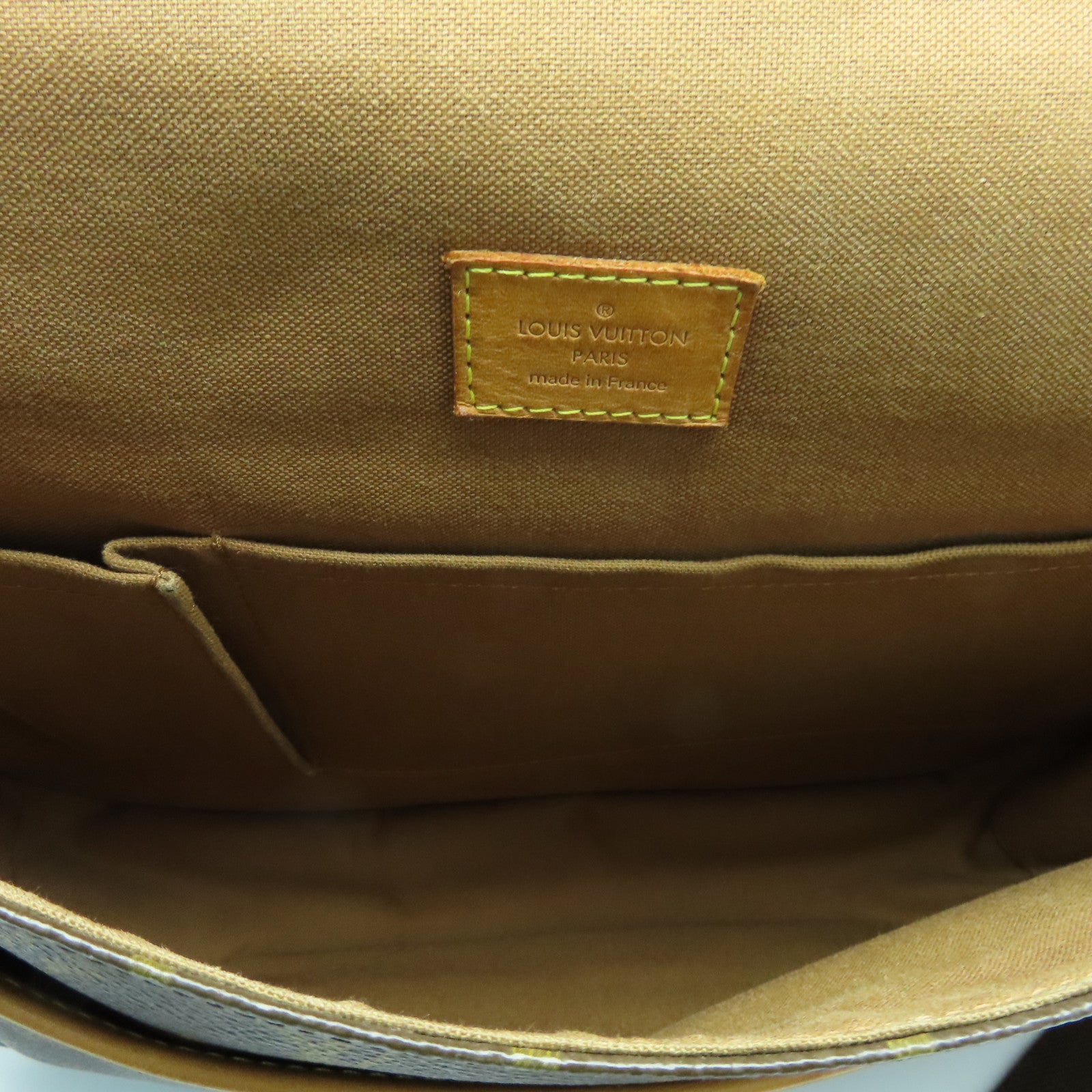 LOUIS VUITTON Monogram Bosphore GM Gold Buckle Shoulder Bag Brown