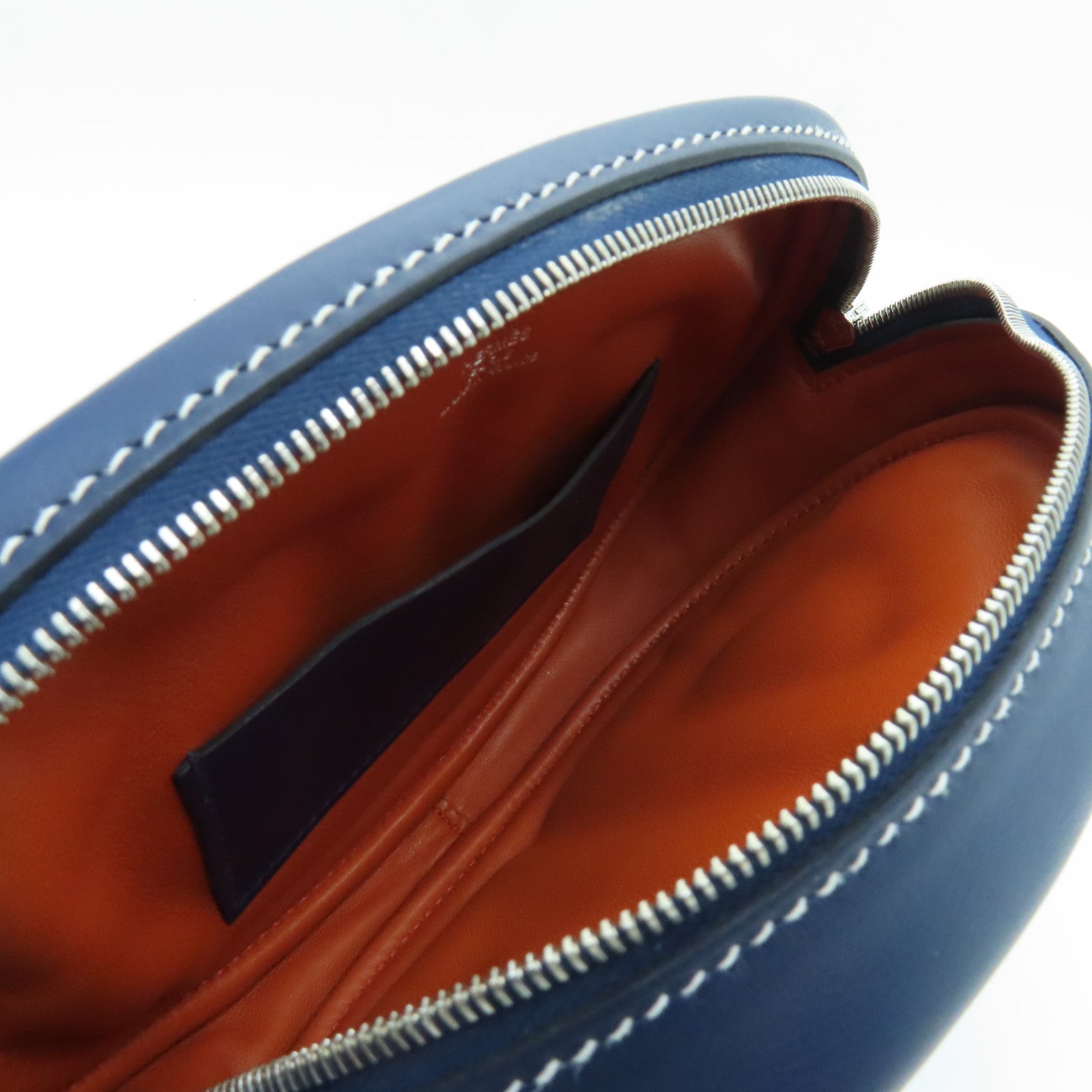 HERMES Swift Leather In The Loop Belt Bag Silver Buckle Shoulder Bag Dark Blue