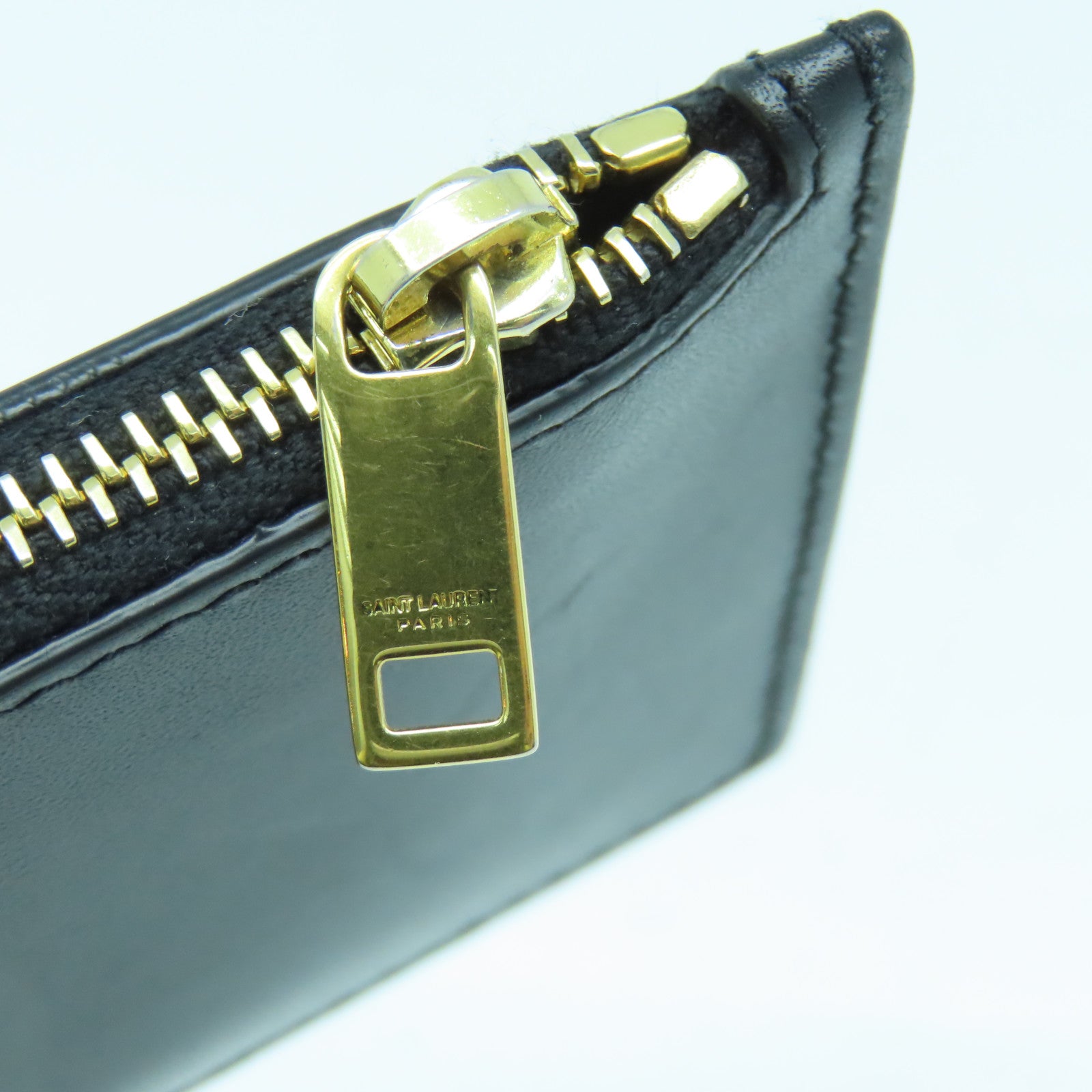 SAINT LAURENT 牛皮皮革Card Case金扣卡片套黑色