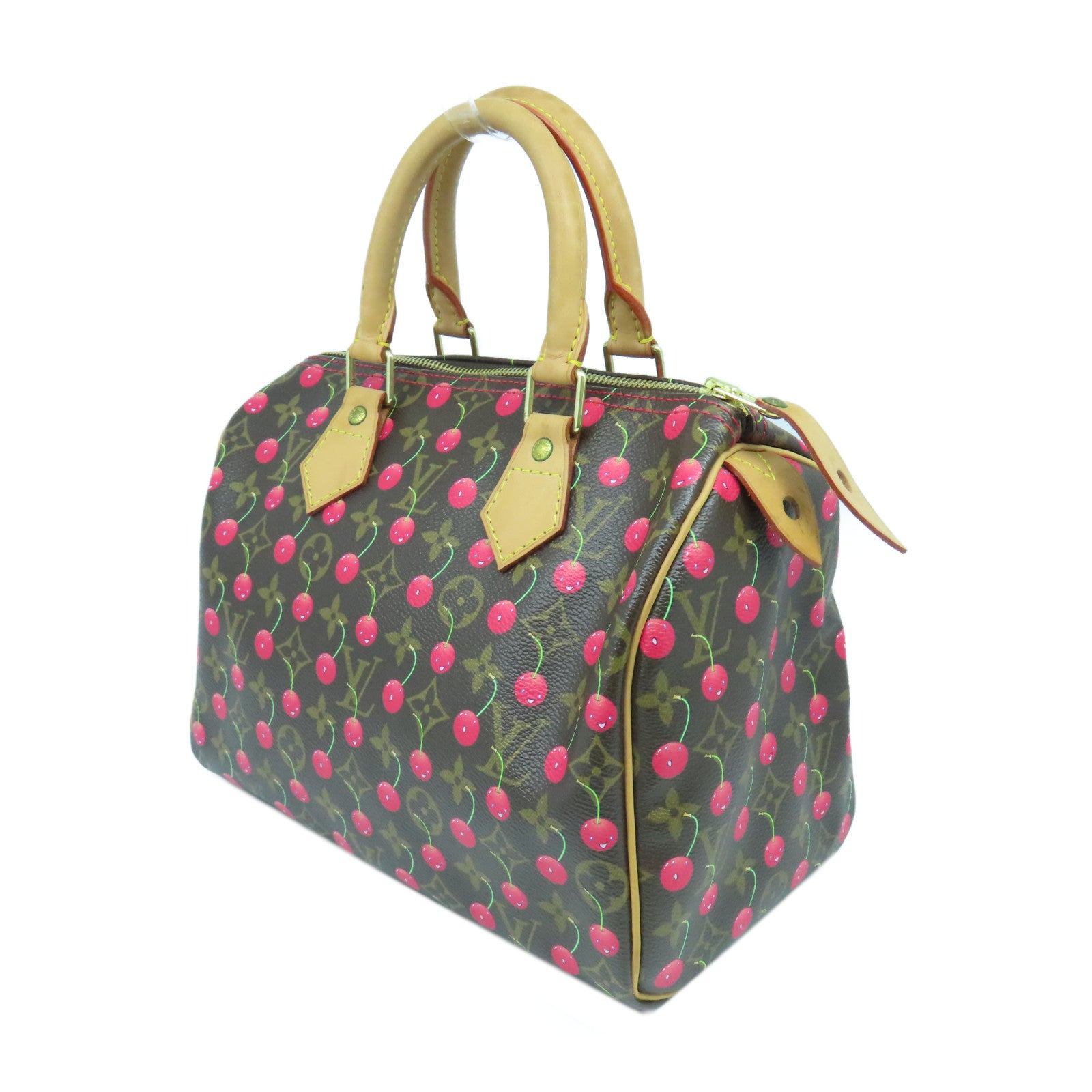 LOUIS VUITTON Monogram Cherry Cherry Speedy 25金扣手挽袋啡色/紅色