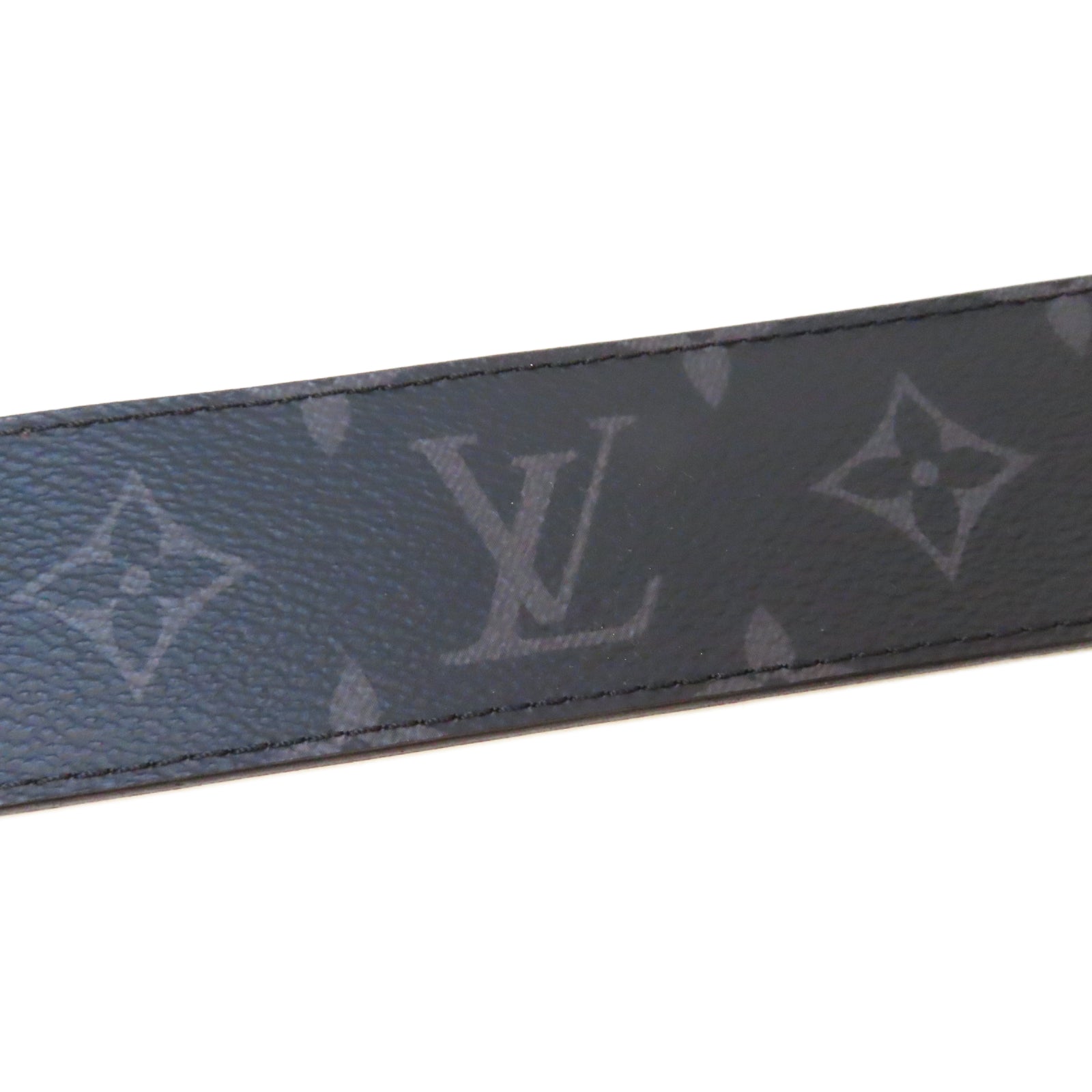 LOUIS VUITTON Monogram Eclipse Initiales Matte Black Belt黑扣皮帶黑色
