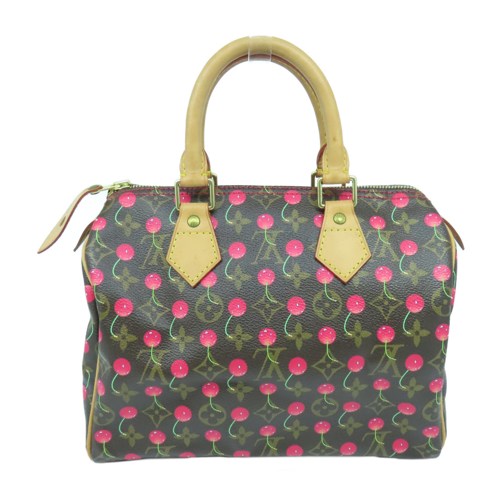 LOUIS VUITTON Monogram Cherry Cherry Speedy 25金扣手挽袋啡色/紅色