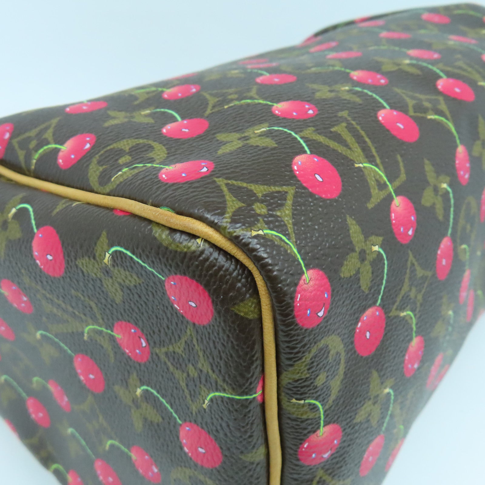 LOUIS VUITTON Monogram Cherry Cherry Speedy 25金扣手挽袋啡色/紅色