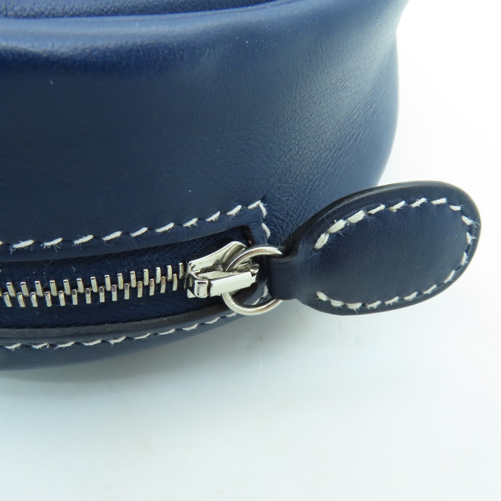 HERMES Swift Leather In The Loop Belt Bag Silver Buckle Shoulder Bag Dark Blue