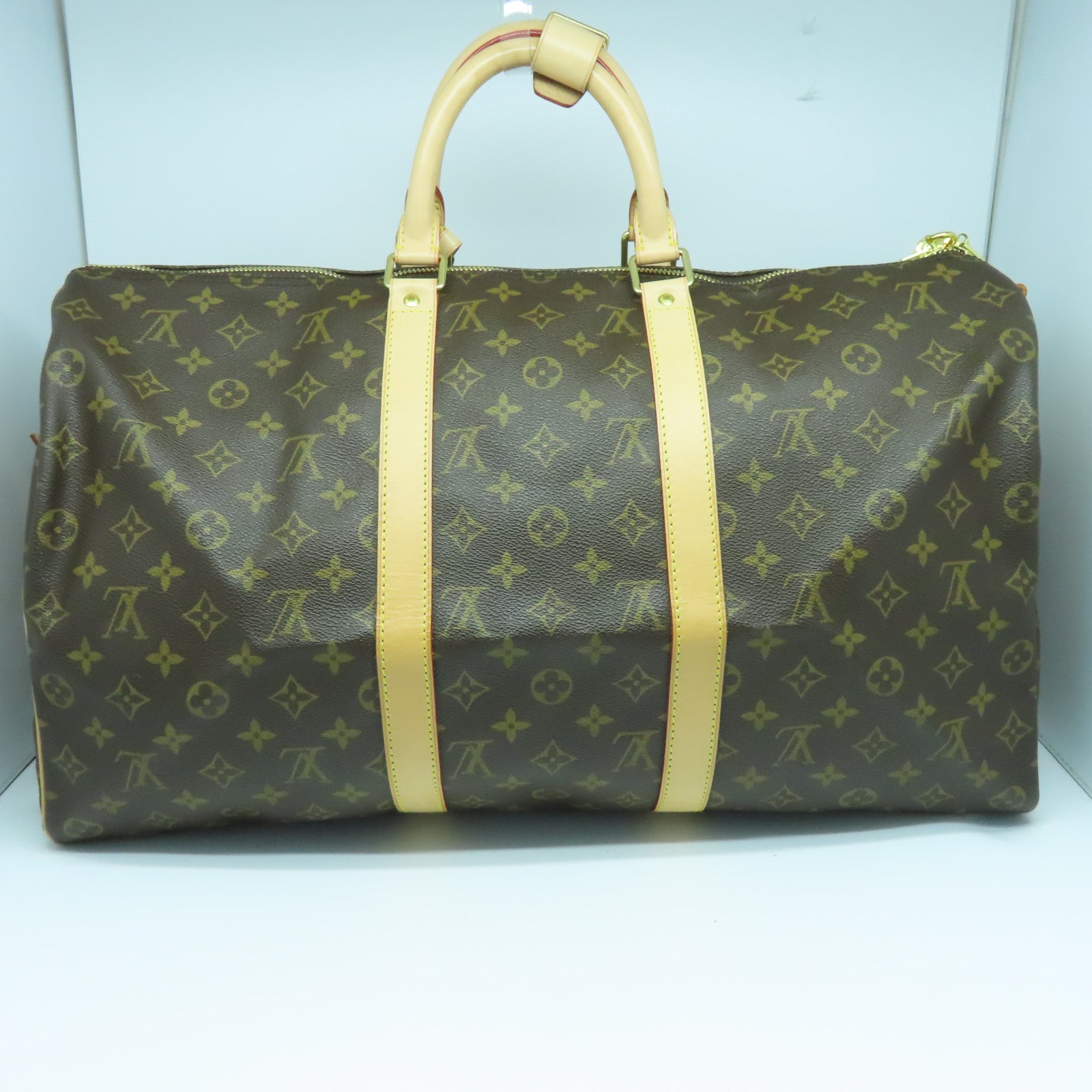 LOUIS VUITTON Monogram Keepall Bandouliere 50金扣波士頓包棕色