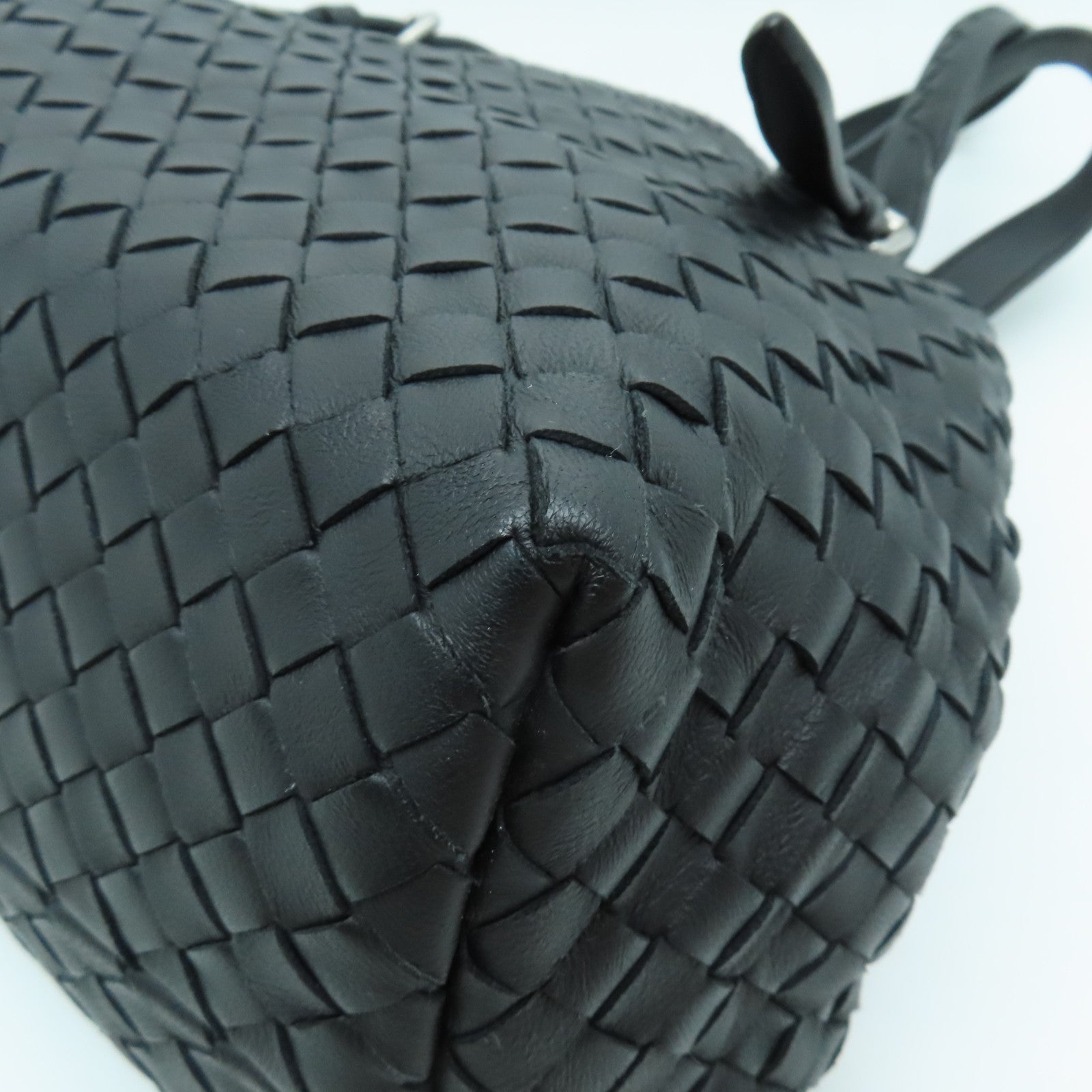 BOTTEGA VENETA 織紋皮革Tote Bag銀扣手挽袋黑色