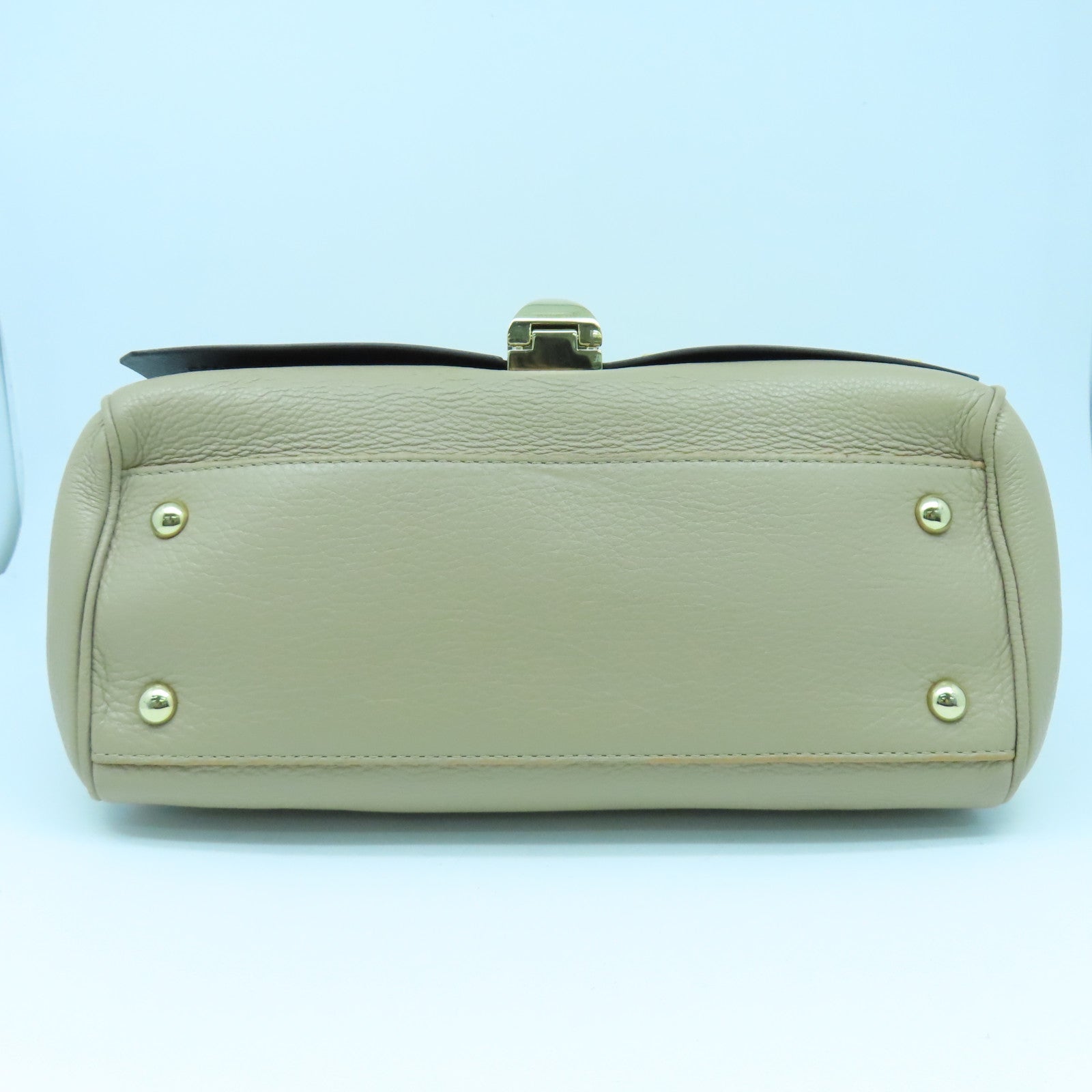 Furla 牛皮皮革/鱷魚皮革2 Way Shoulder Bag金扣手挽肩背兩用袋米色/啡色