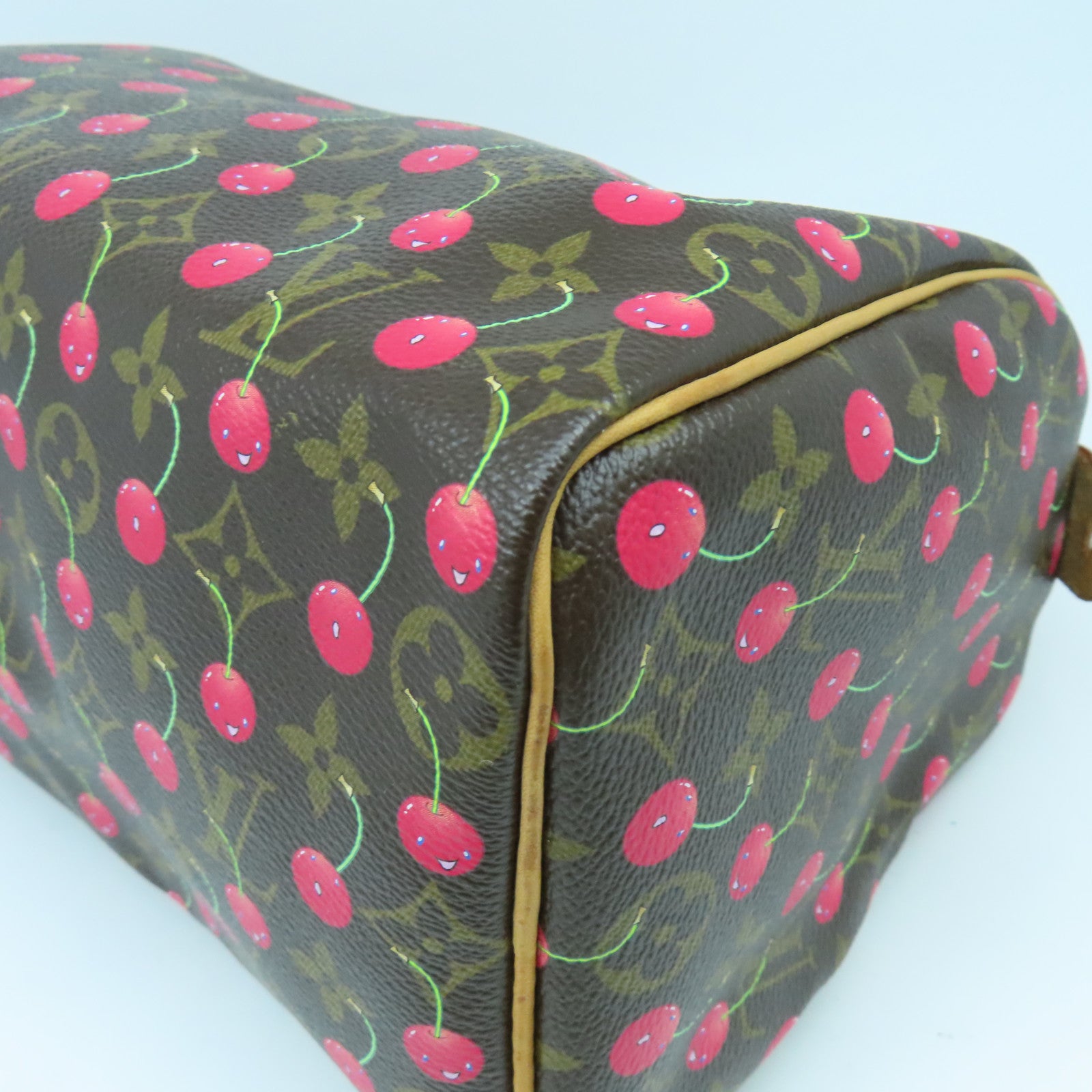 LOUIS VUITTON Monogram Cherry Cherry Speedy 25金扣手挽袋啡色/紅色