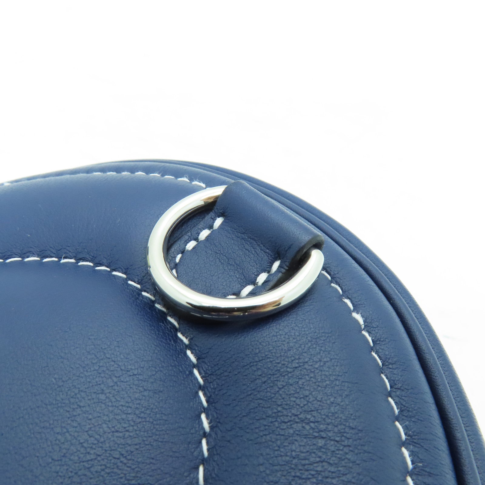 HERMES Swift Leather In The Loop Belt Bag Silver Buckle Shoulder Bag Dark Blue