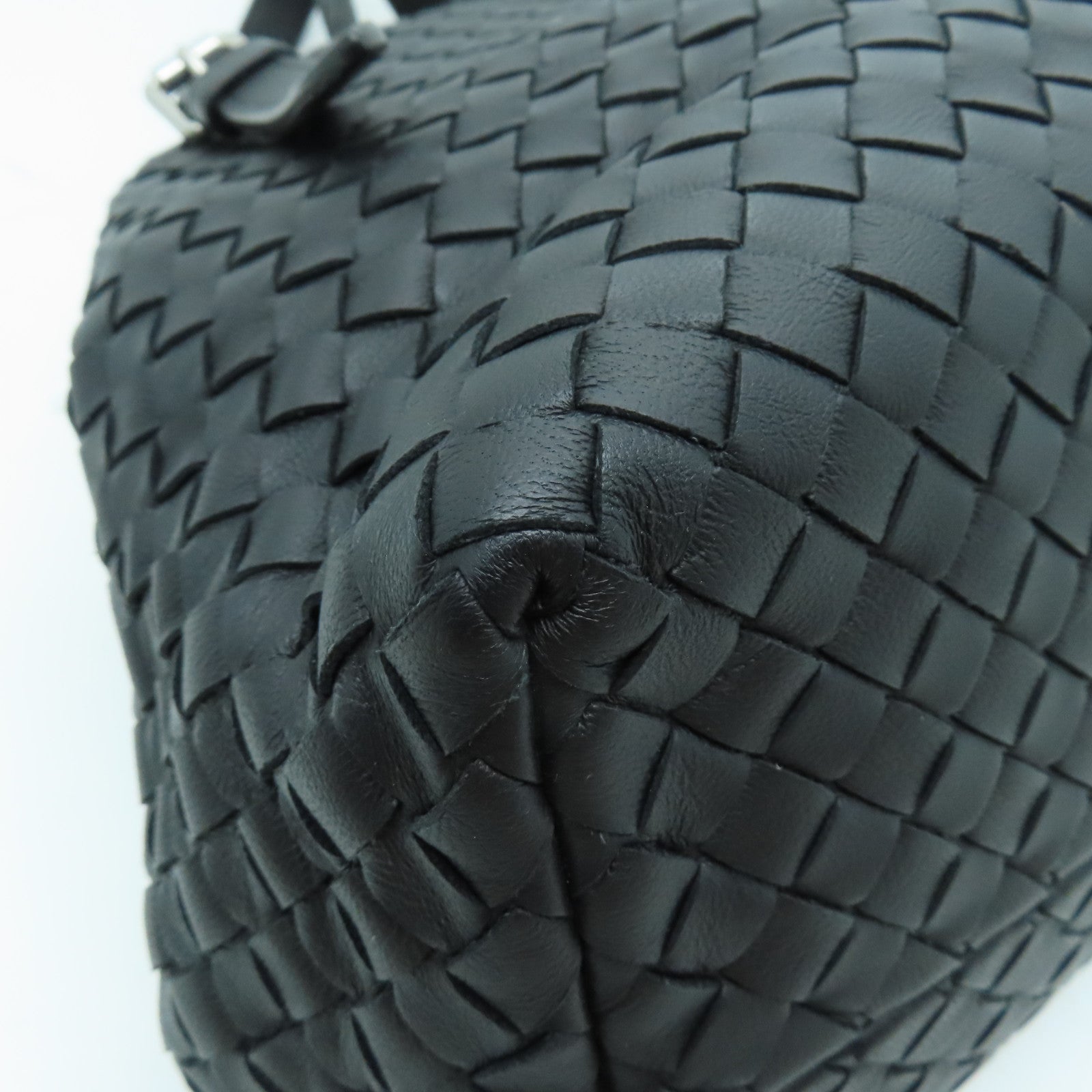 BOTTEGA VENETA 織紋皮革Tote Bag銀扣手挽袋黑色