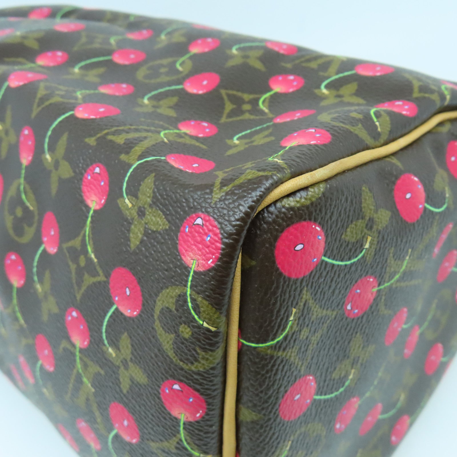 LOUIS VUITTON Monogram Cherry Cherry Speedy 25金扣手挽袋啡色/紅色