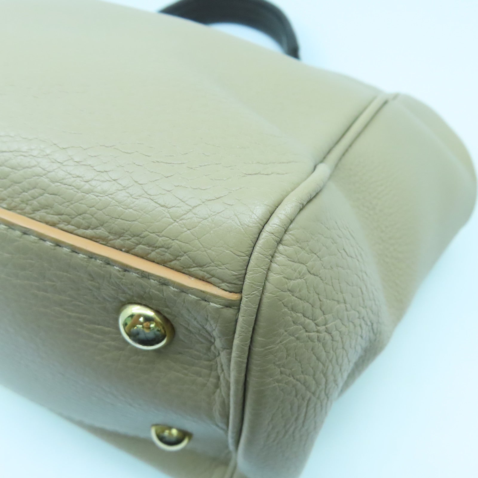 Furla 牛皮皮革/鱷魚皮革2 Way Shoulder Bag金扣手挽肩背兩用袋米色/啡色