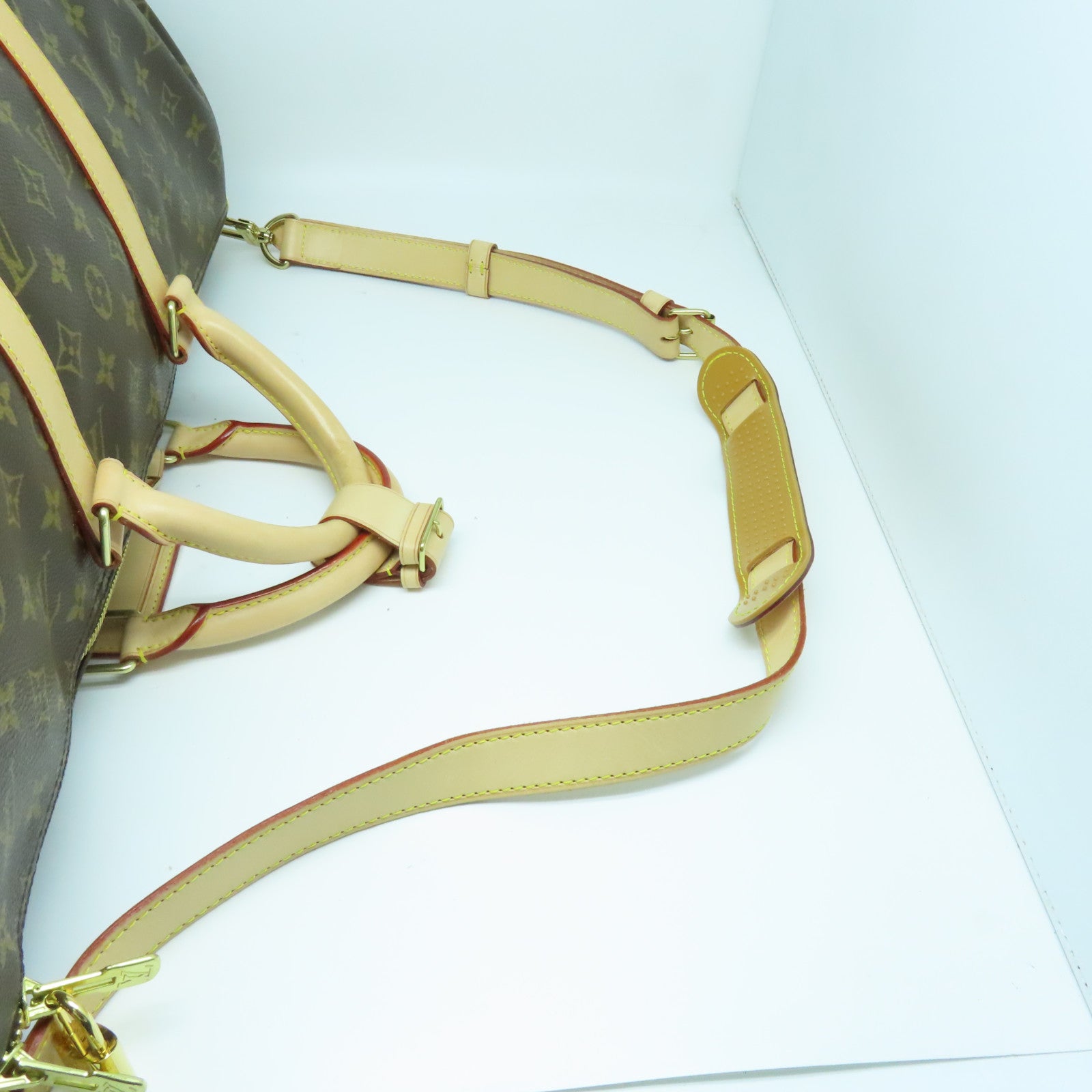 LOUIS VUITTON Monogram Keepall Bandouliere 50金扣波士頓包棕色