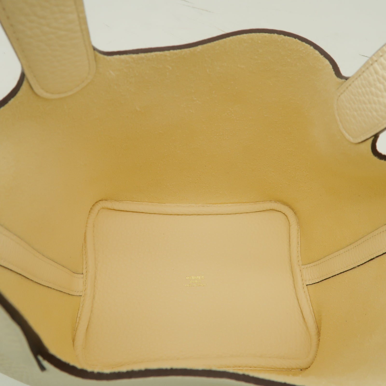 HERMES Clemence皮革Picotin PM金扣手挽袋Nata白色
