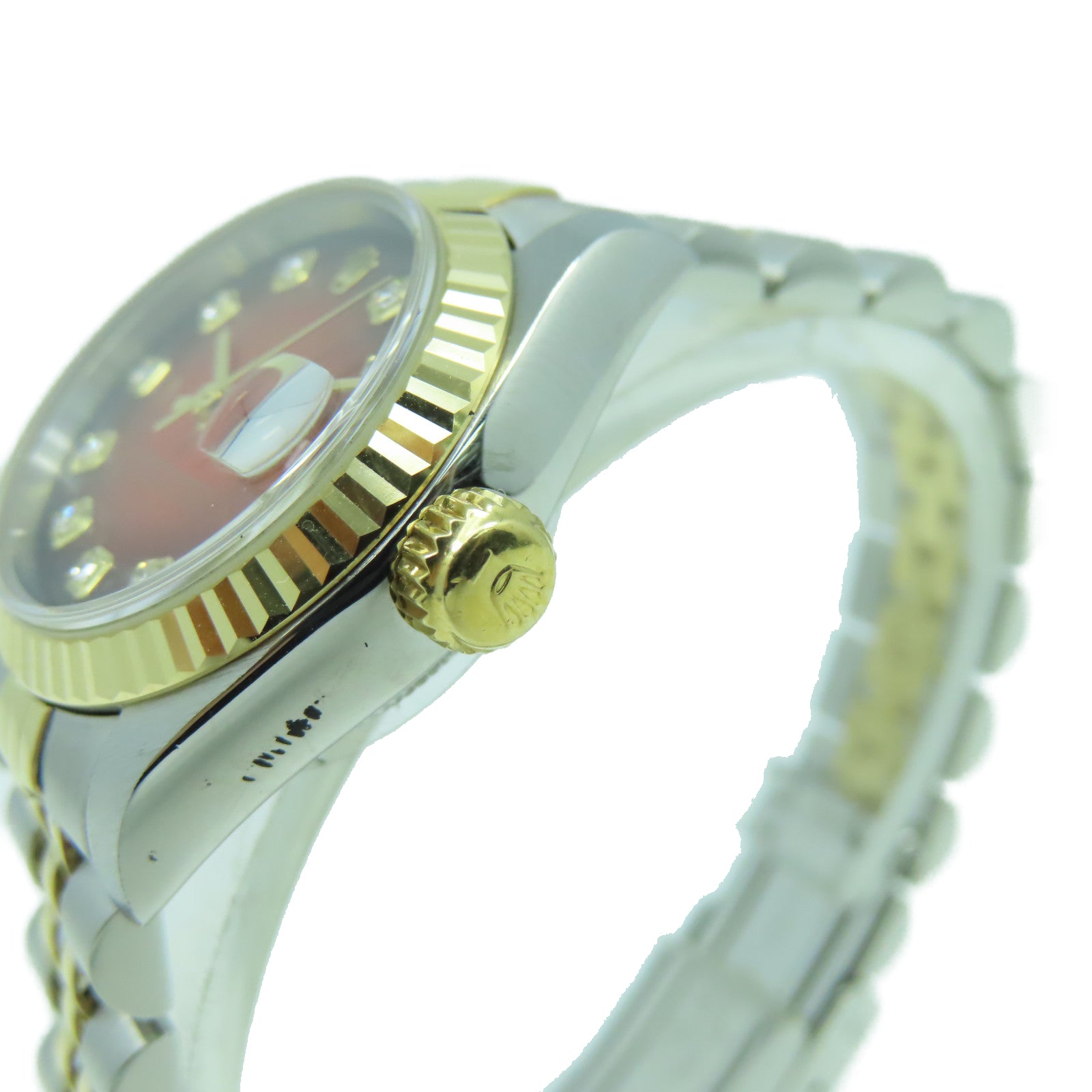 ROLEX 18K黃金Datejust不鏽鋼手錶自動機芯紅色/黑色