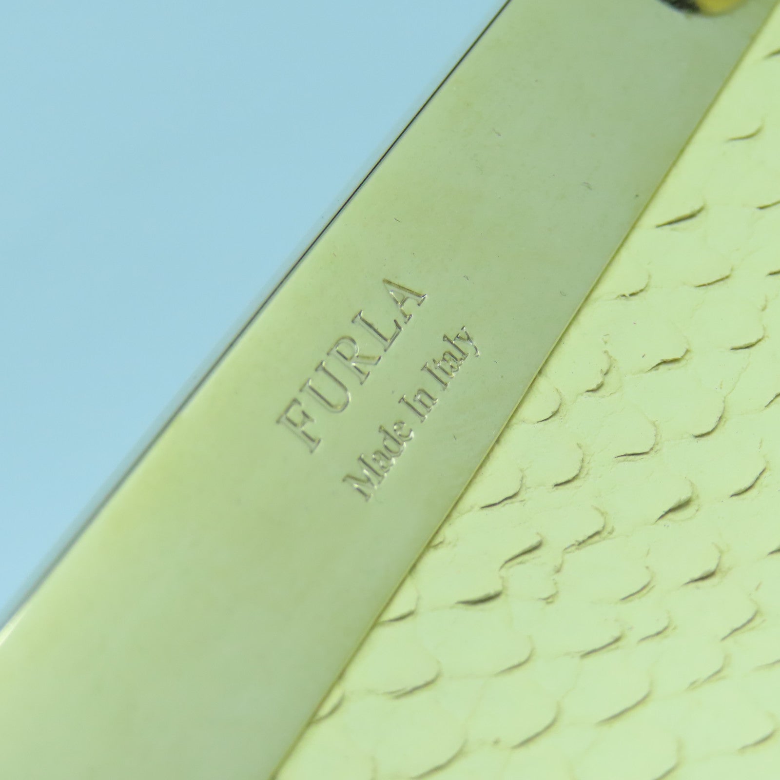 Furla 牛皮皮革/鱷魚皮革2 Way Shoulder Bag金扣手挽肩背兩用袋米色/啡色