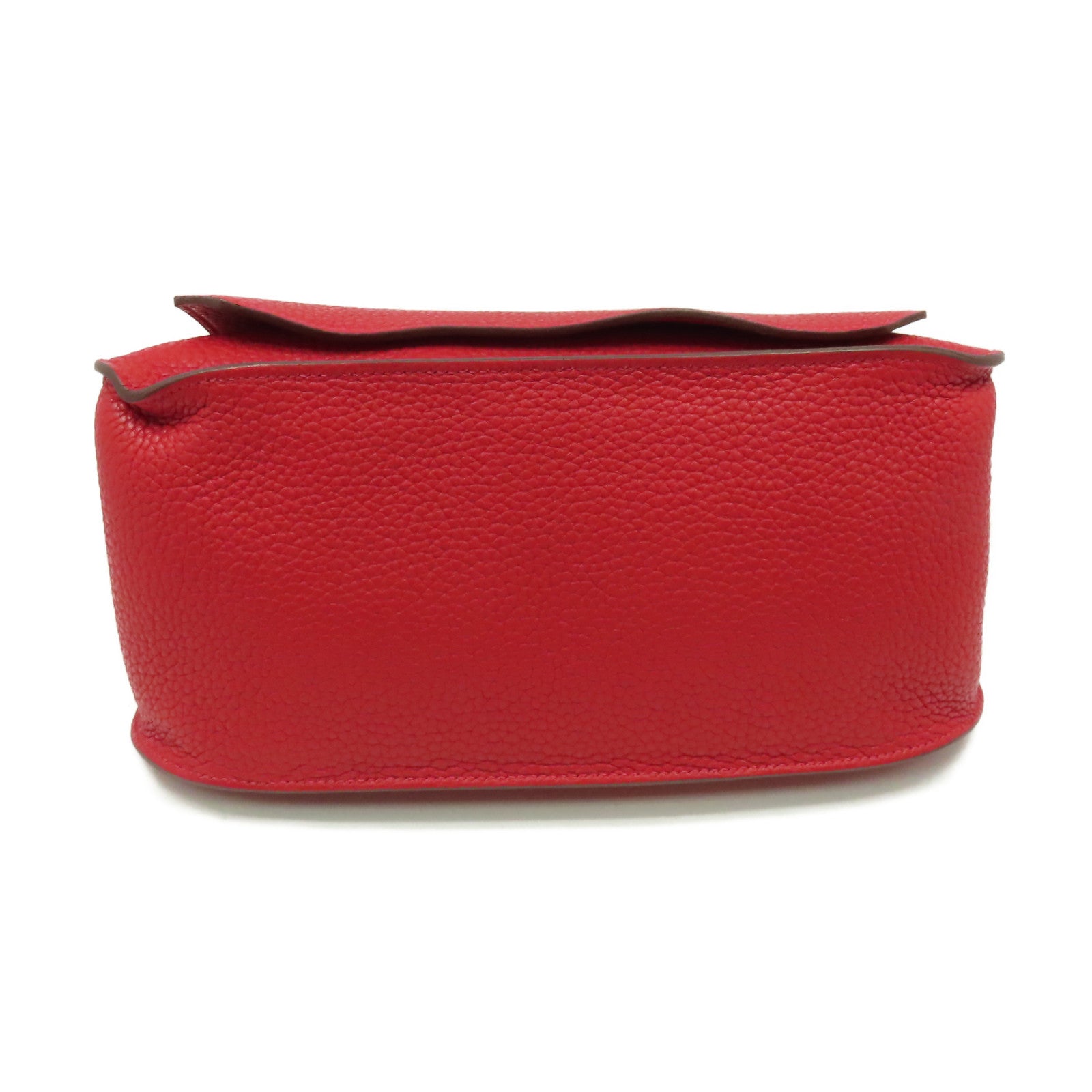 HERMES Clemence皮革Jypsiere 28 Shoulder Bag銀扣肩背袋Rouge Casaque卡薩克紅色