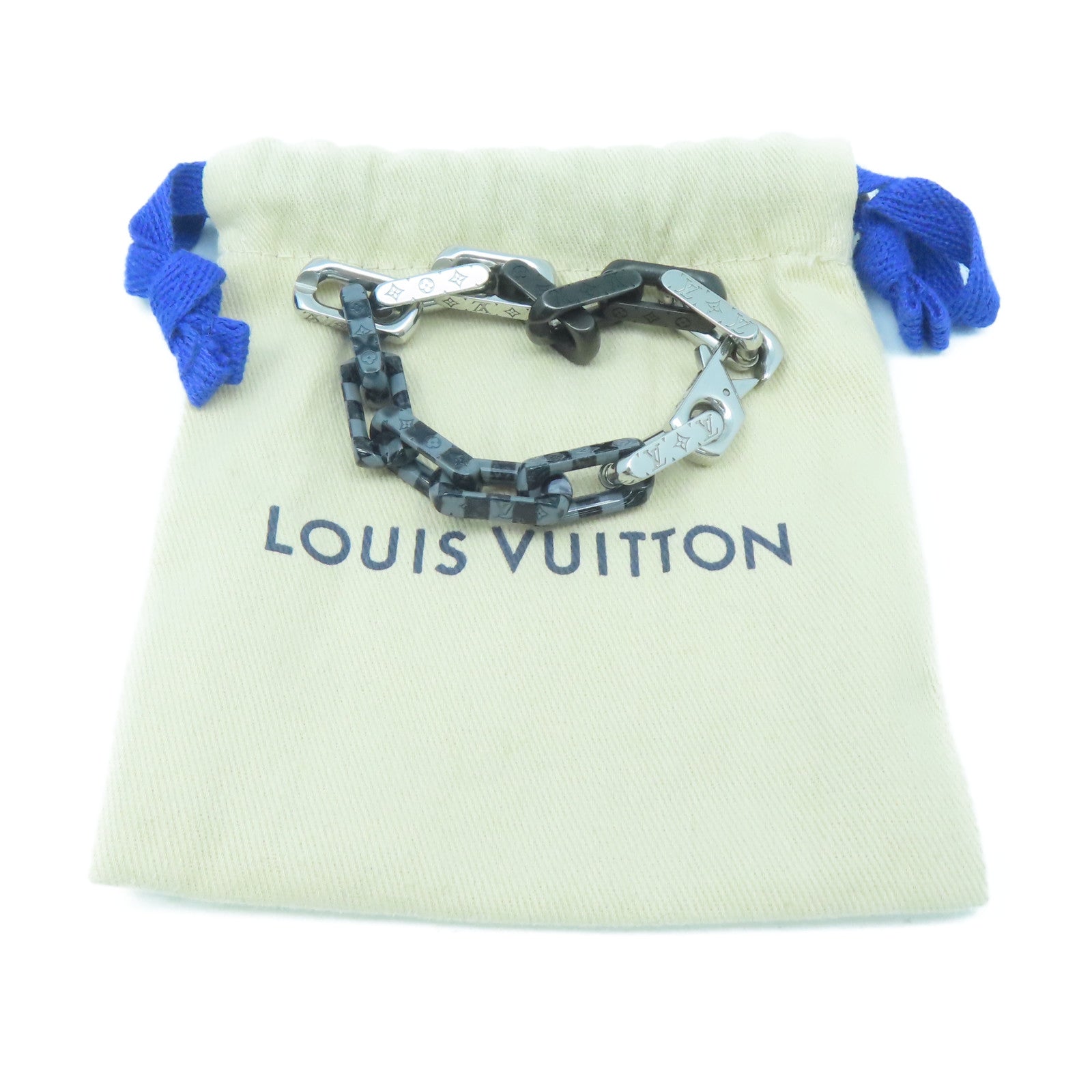 LOUIS VUITTON Metal Damier Chain Bracelet Black/Silver