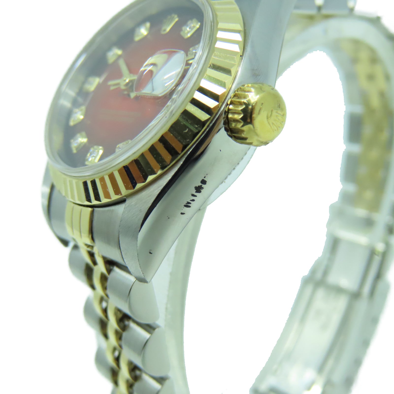ROLEX 18K黃金Datejust不鏽鋼手錶自動機芯紅色/黑色