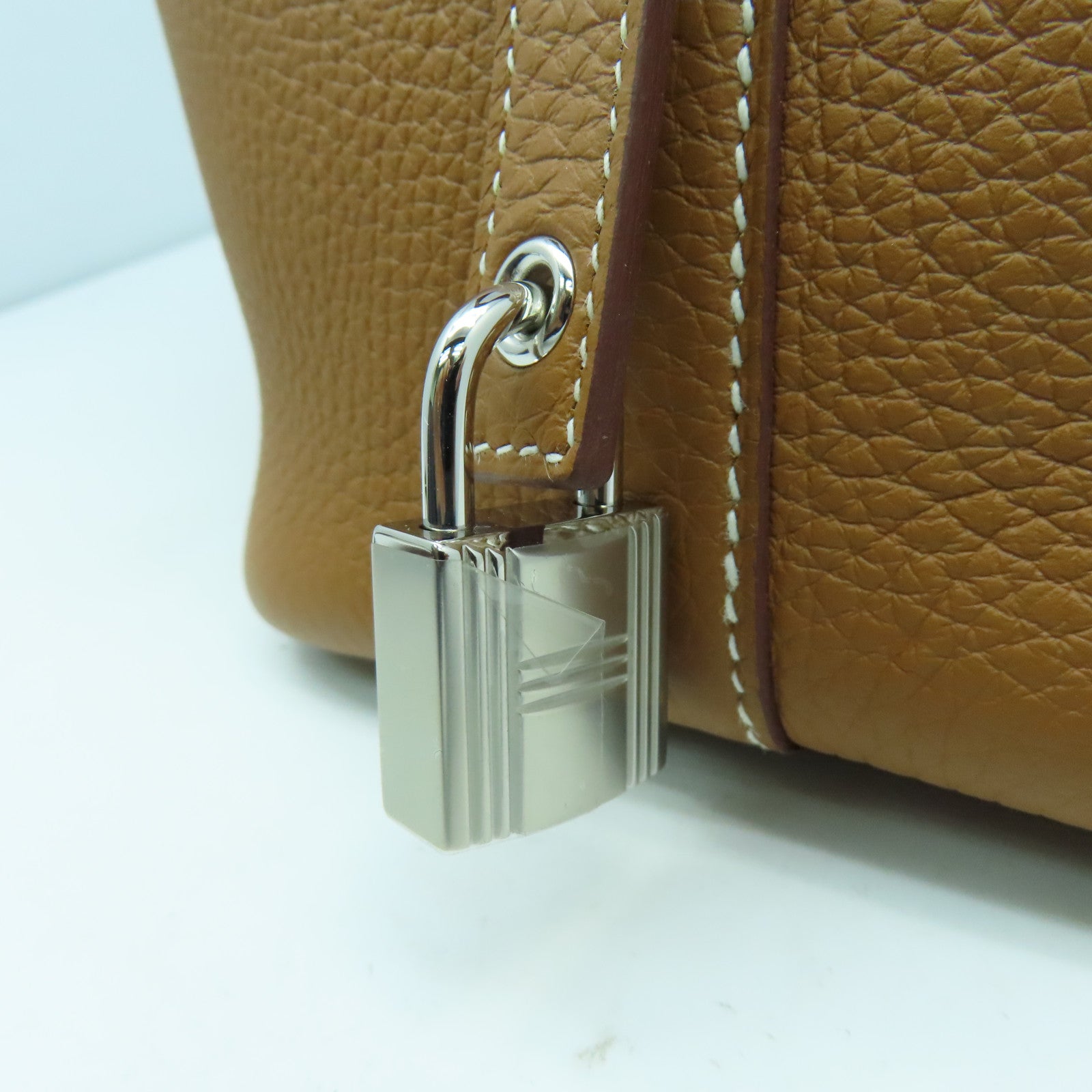 HERMES Clemence皮革Picotin PM銀扣手挽袋Gold經典駝色