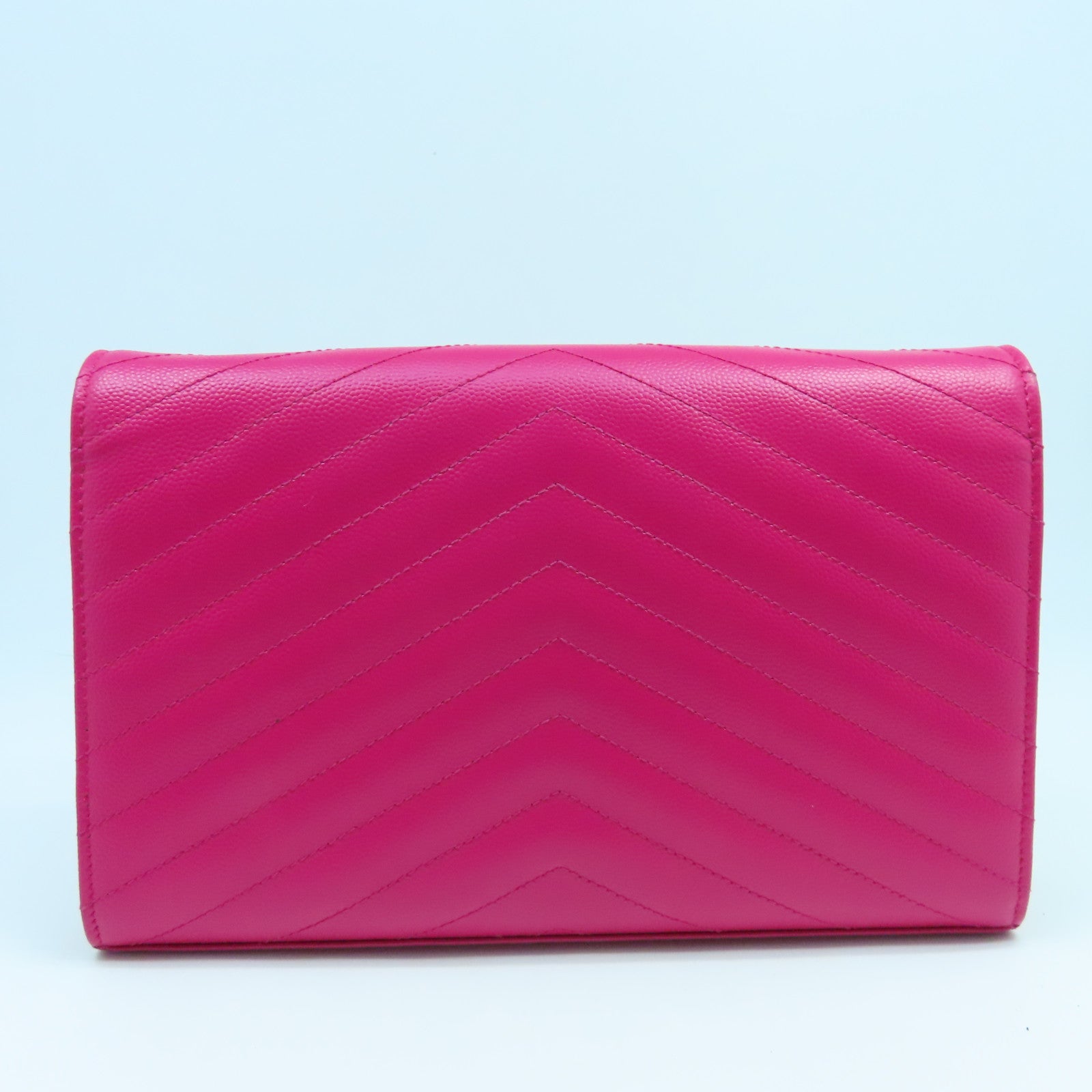 SAINT LAURENT Chain Wallet Gold Buckle Chain Shoulder Bag in Caviar Leather Pink