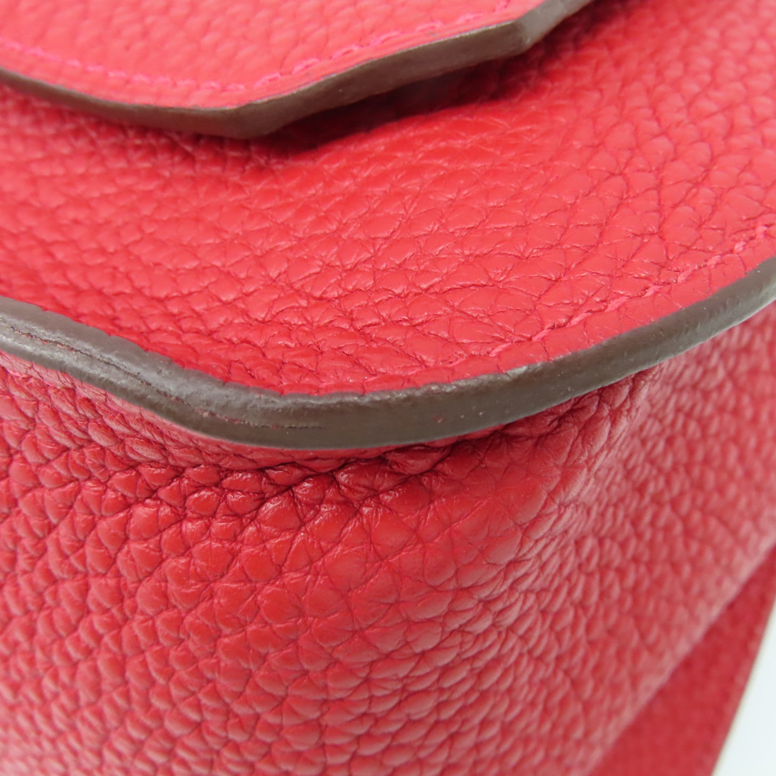 HERMES Clemence皮革Jypsiere 28 Shoulder Bag銀扣肩背袋Rouge Casaque卡薩克紅色