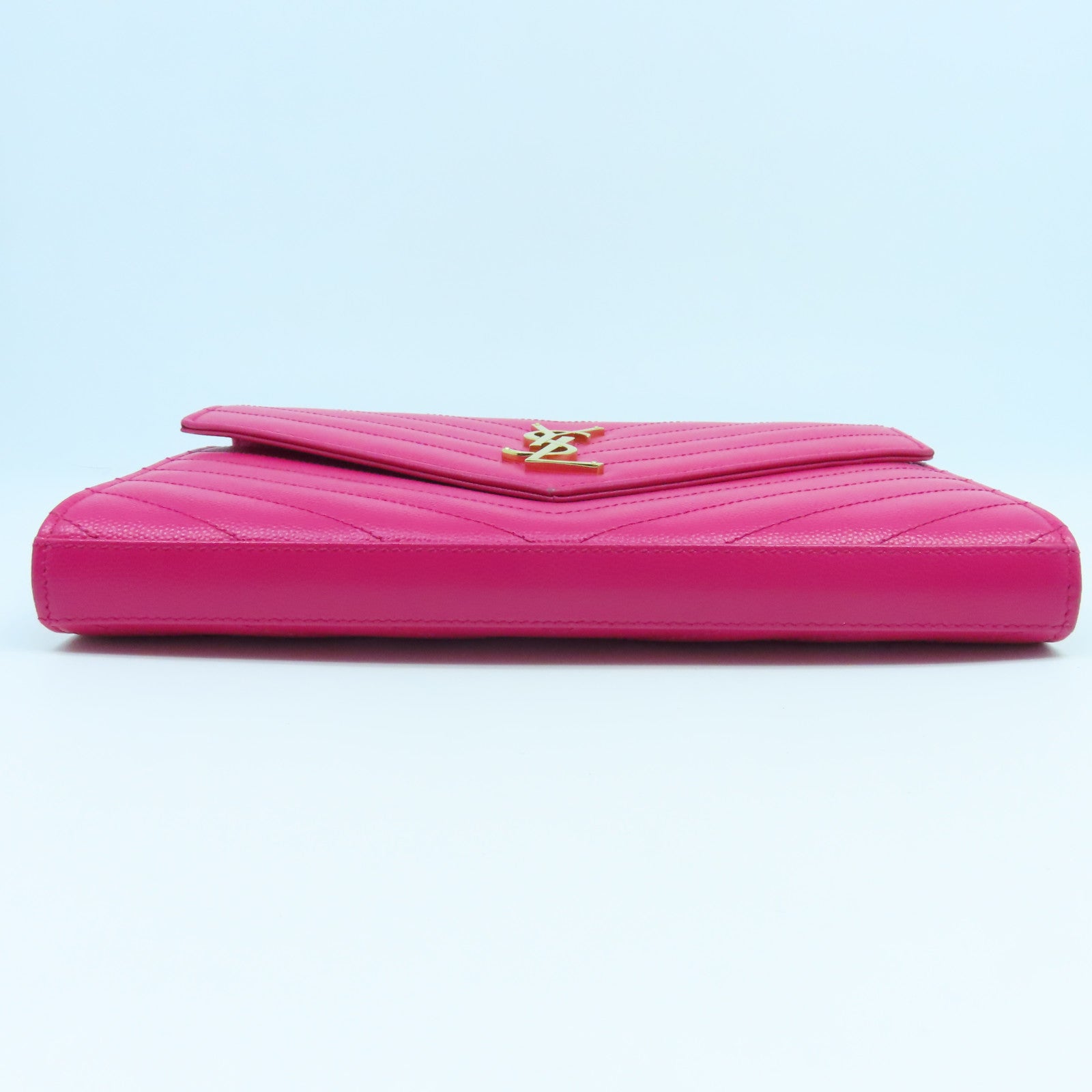 SAINT LAURENT Chain Wallet Gold Buckle Chain Shoulder Bag in Caviar Leather Pink