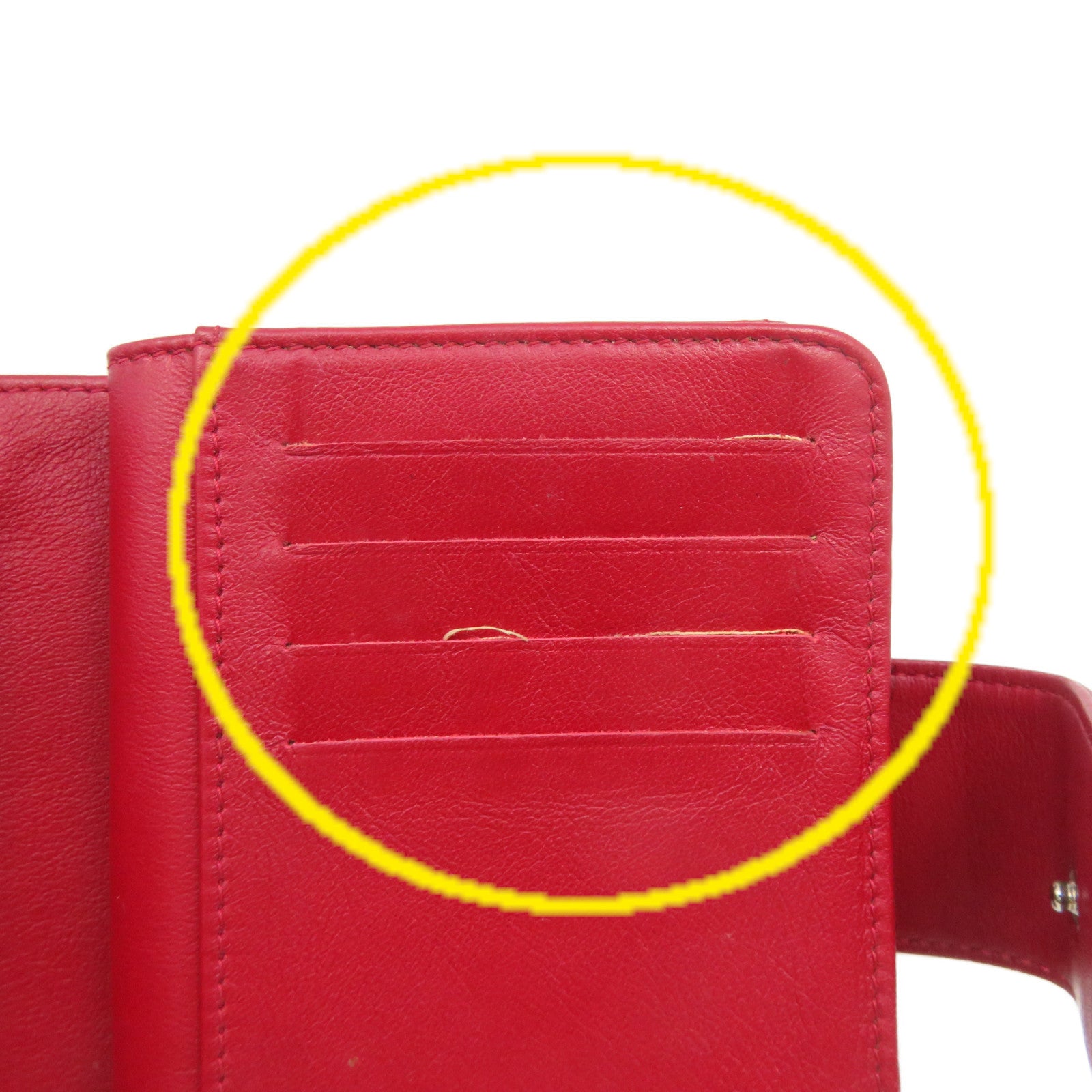 CHANEL 菱格漆皮皮革Short Wallet银扣短钱包红色
