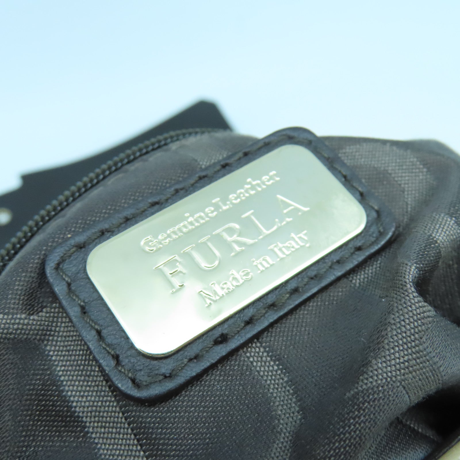 Furla 牛皮皮革/鱷魚皮革2 Way Shoulder Bag金扣手挽肩背兩用袋米色/啡色