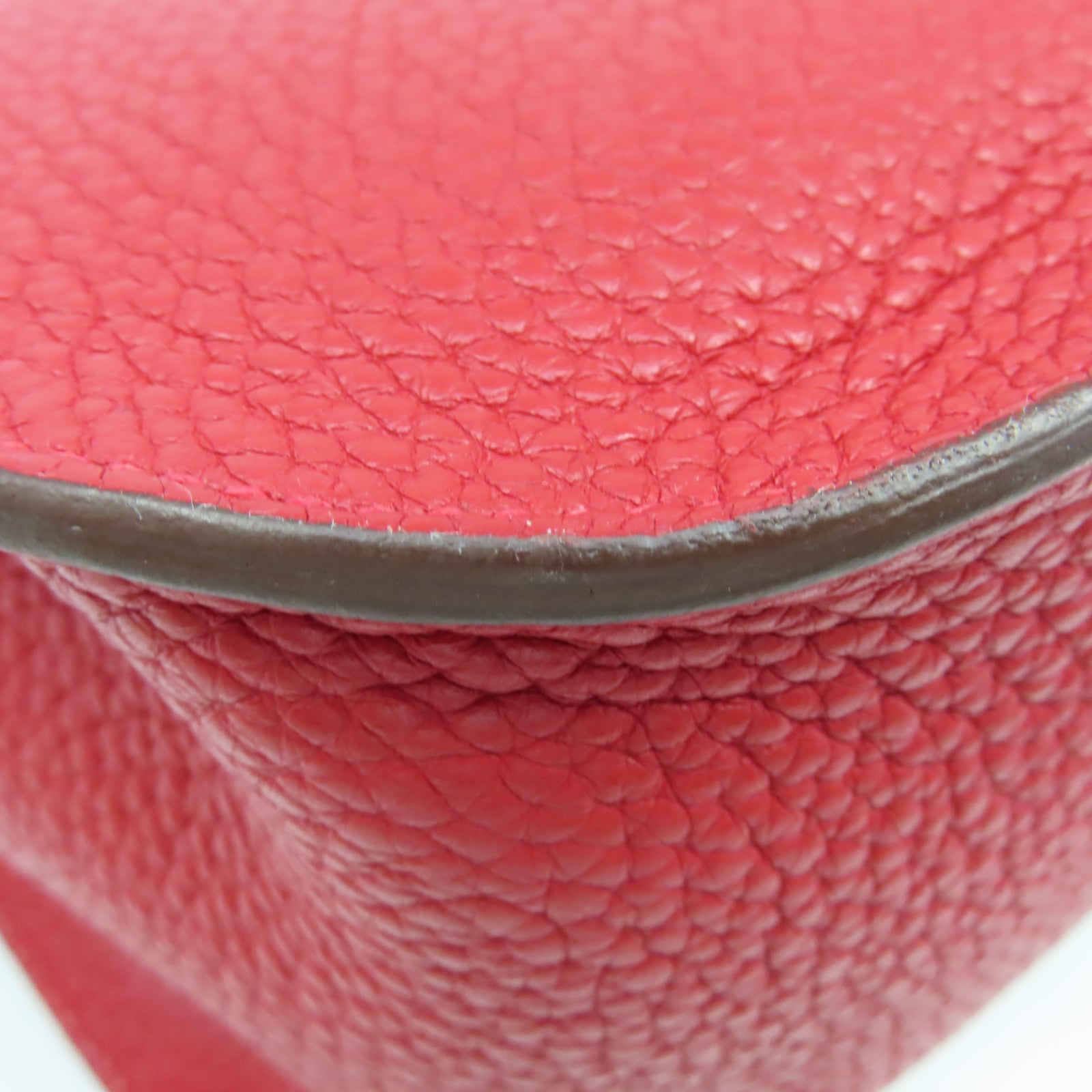 HERMES Clemence皮革Jypsiere 28 Shoulder Bag銀扣肩背袋Rouge Casaque卡薩克紅色