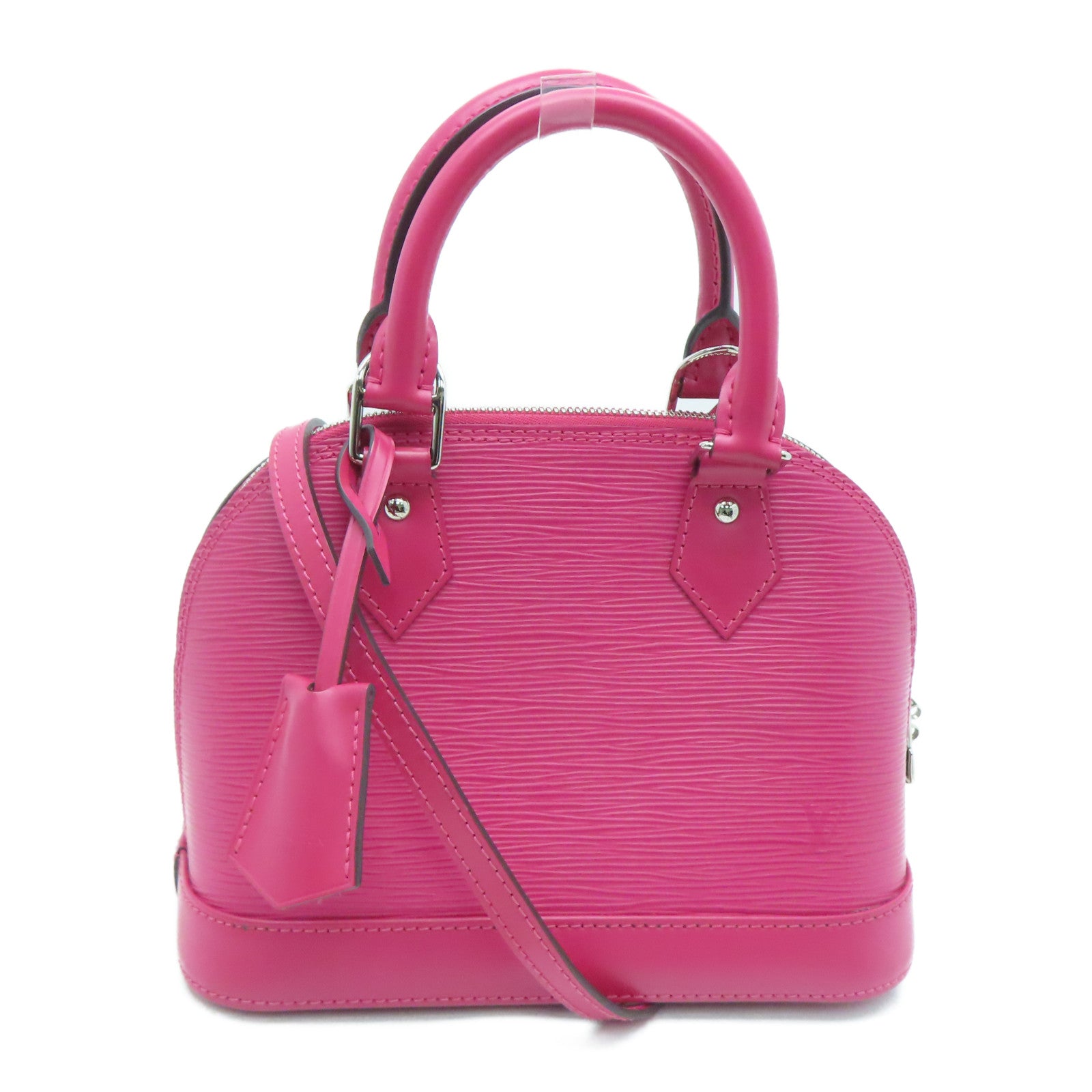 LOUIS VUITTON Epi Alma BB银扣手挽肩背两用袋紫红色